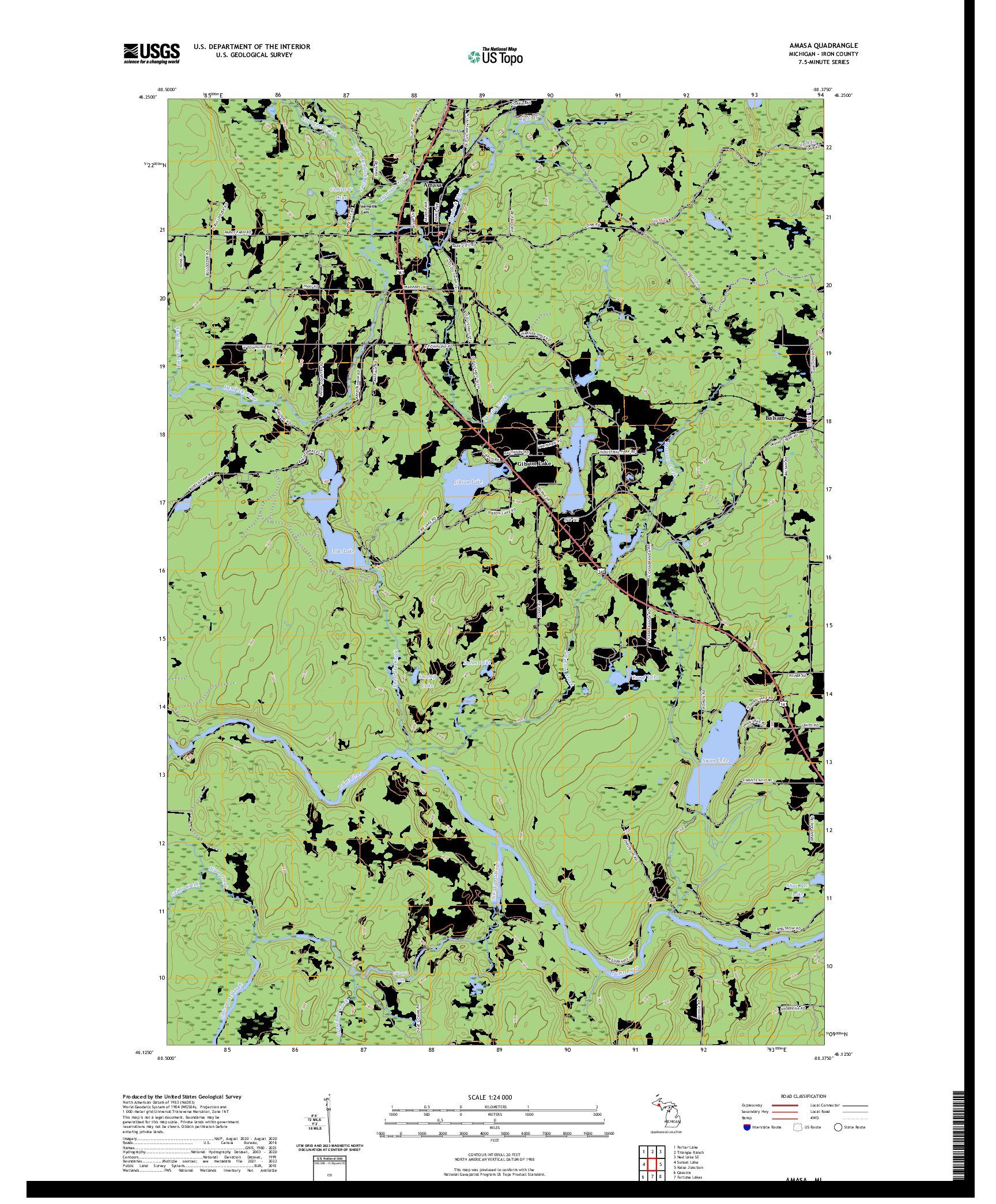 US TOPO 7.5-MINUTE MAP FOR AMASA, MI