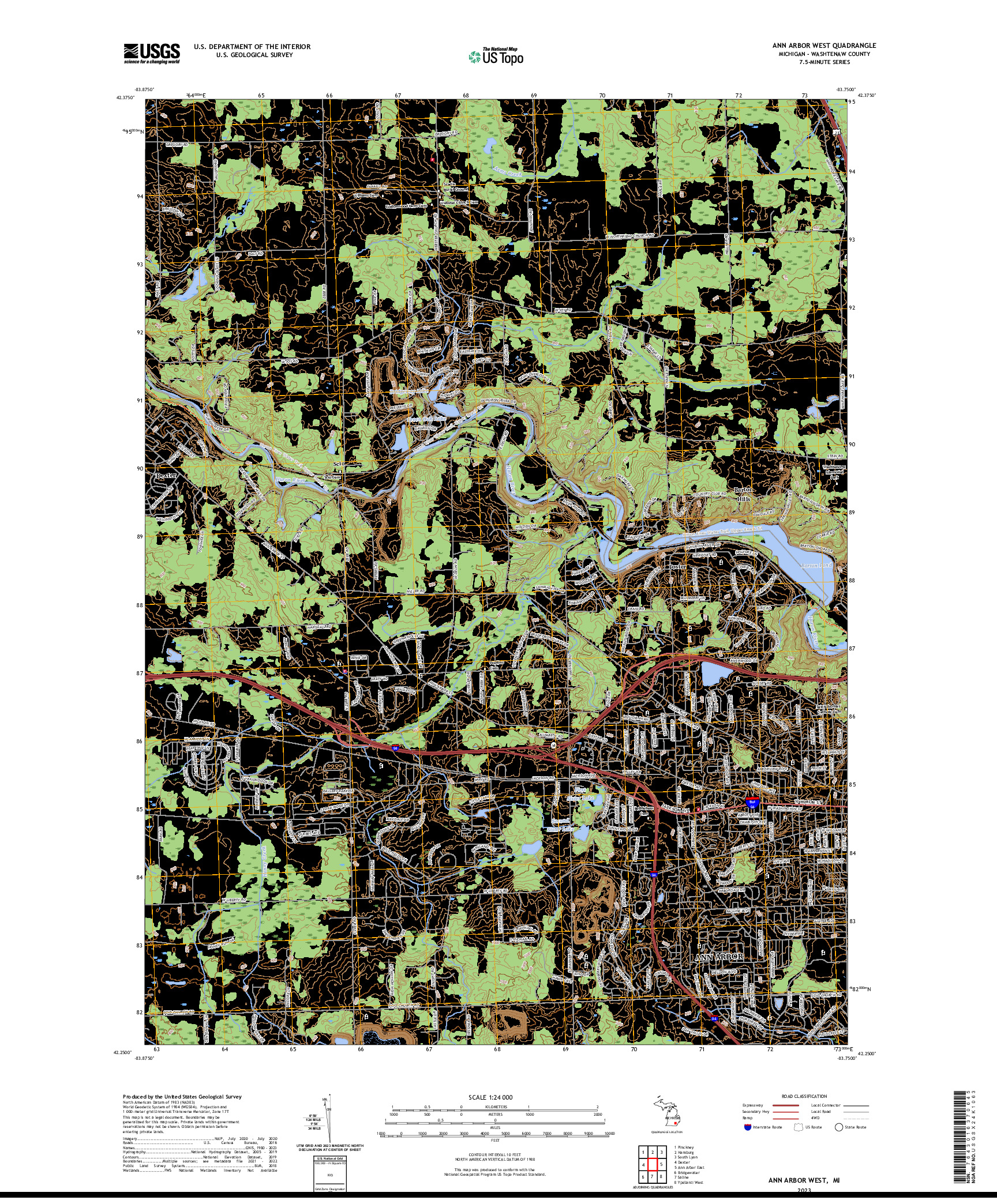 US TOPO 7.5-MINUTE MAP FOR ANN ARBOR WEST, MI