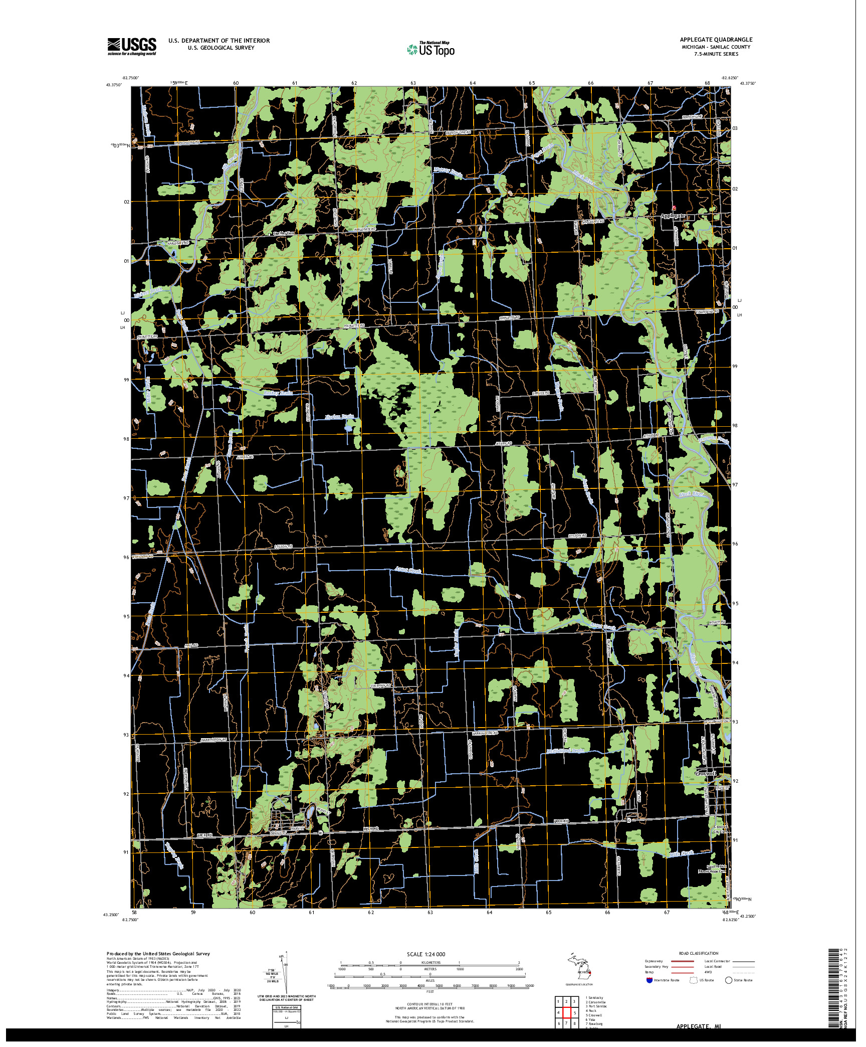 US TOPO 7.5-MINUTE MAP FOR APPLEGATE, MI