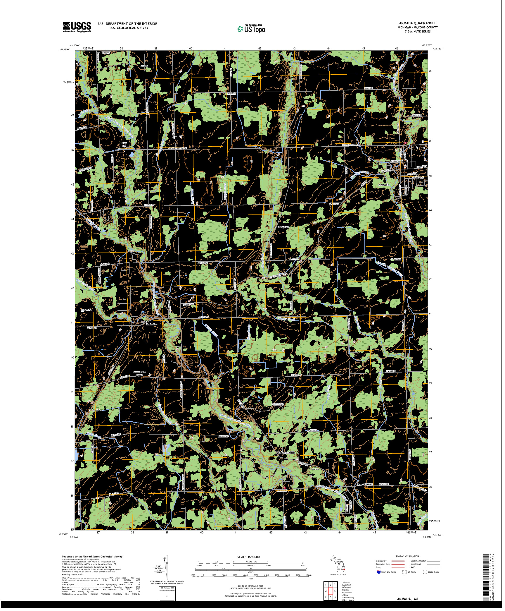 US TOPO 7.5-MINUTE MAP FOR ARMADA, MI