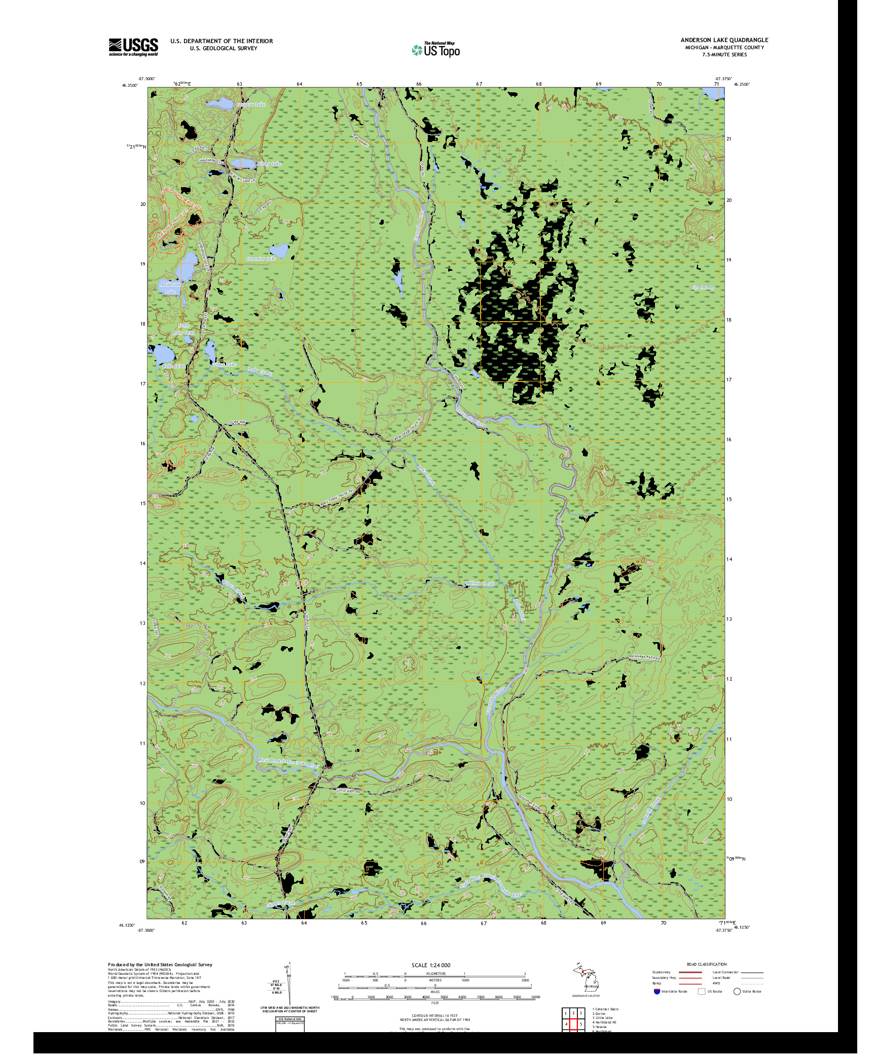 US TOPO 7.5-MINUTE MAP FOR ANDERSON LAKE, MI