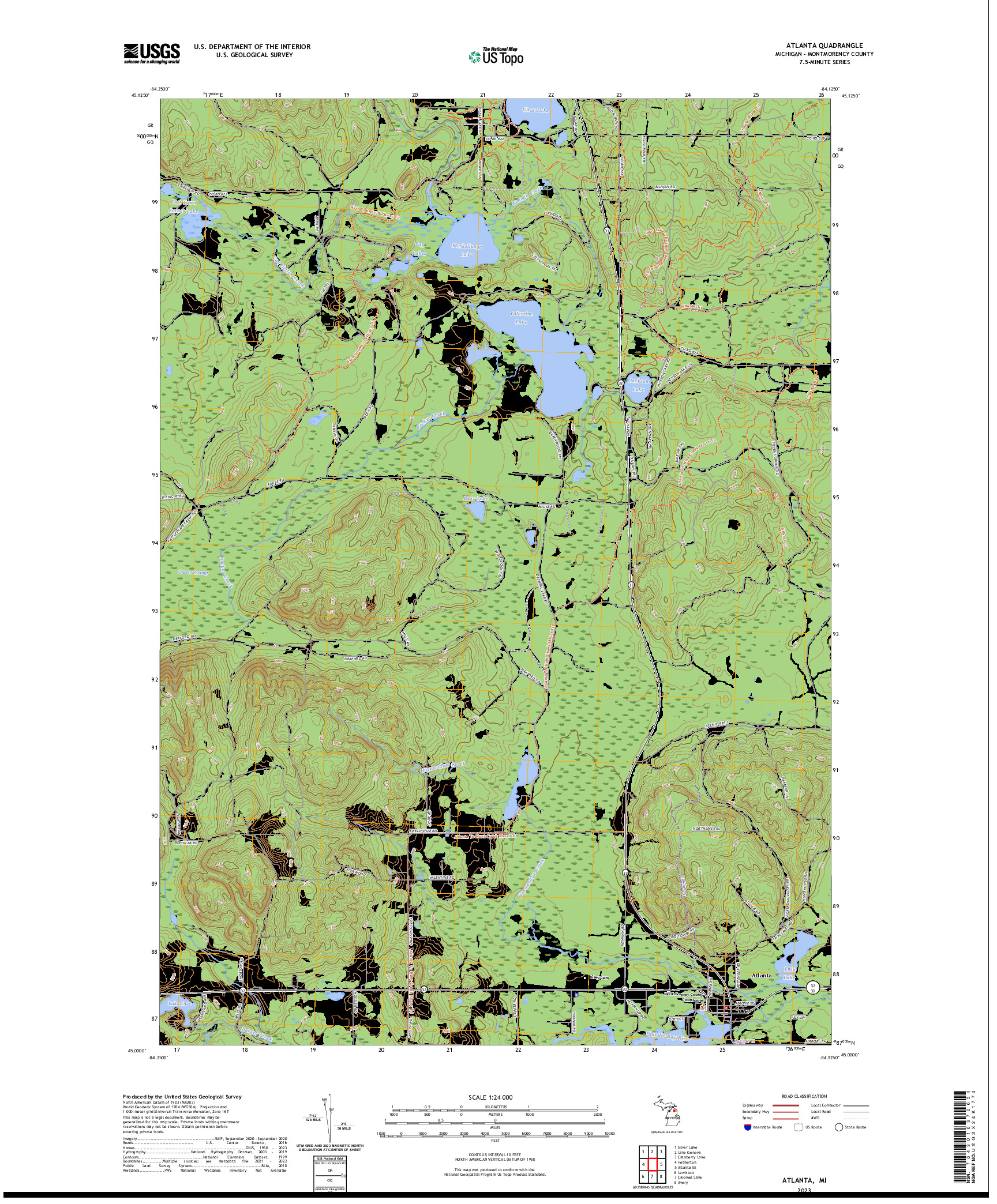 US TOPO 7.5-MINUTE MAP FOR ATLANTA, MI