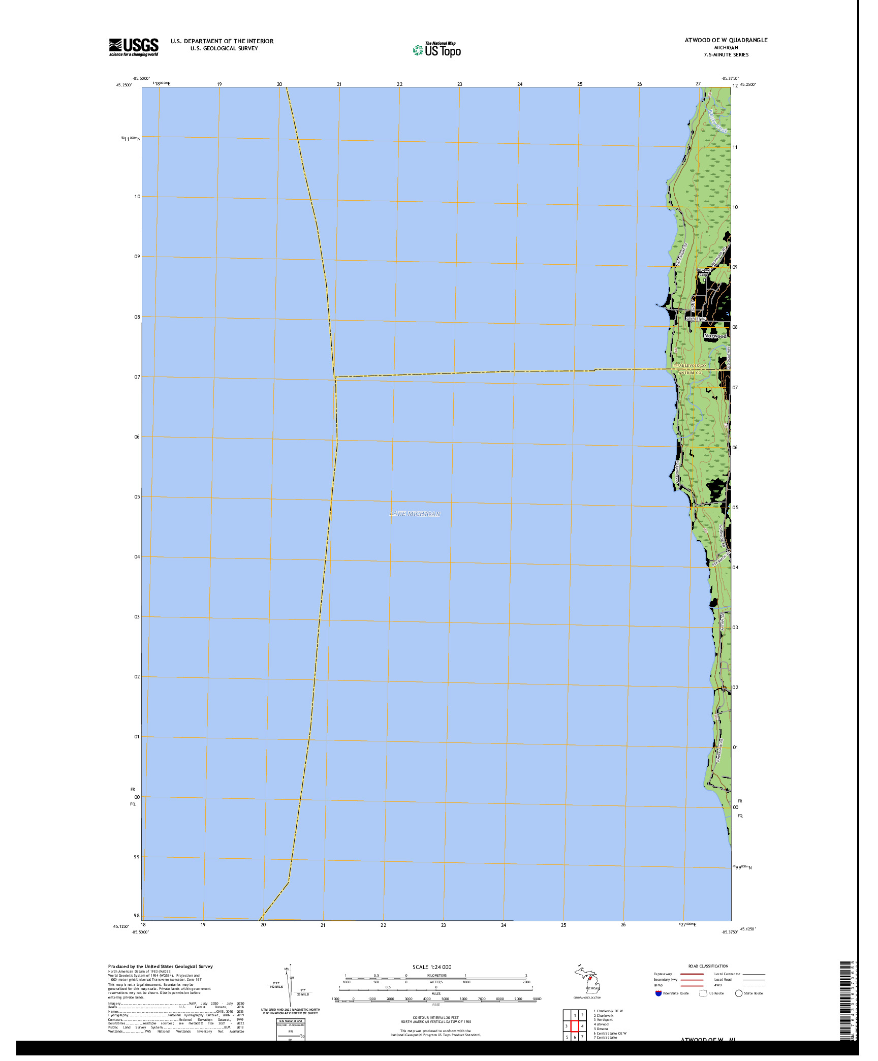 US TOPO 7.5-MINUTE MAP FOR ATWOOD OE W, MI