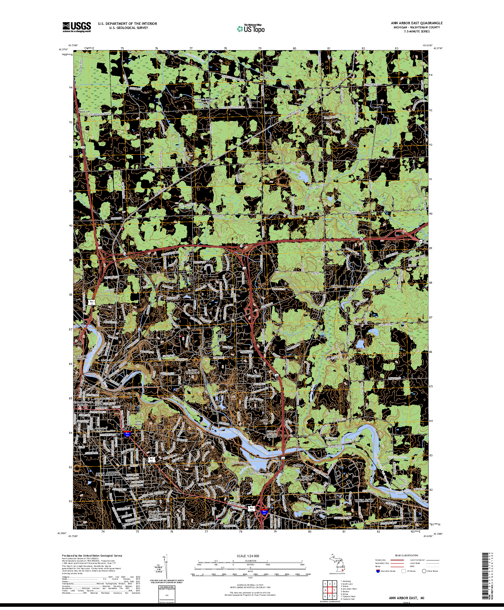 US TOPO 7.5-MINUTE MAP FOR ANN ARBOR EAST, MI