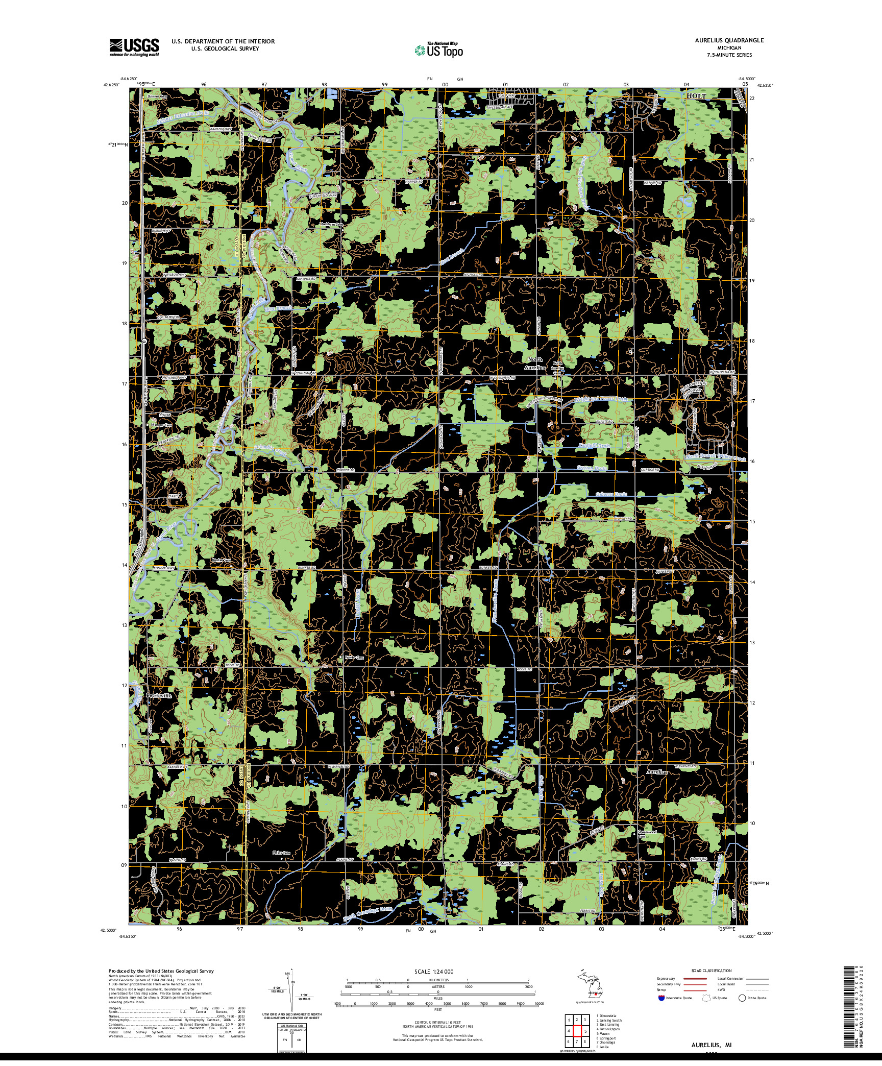 US TOPO 7.5-MINUTE MAP FOR AURELIUS, MI