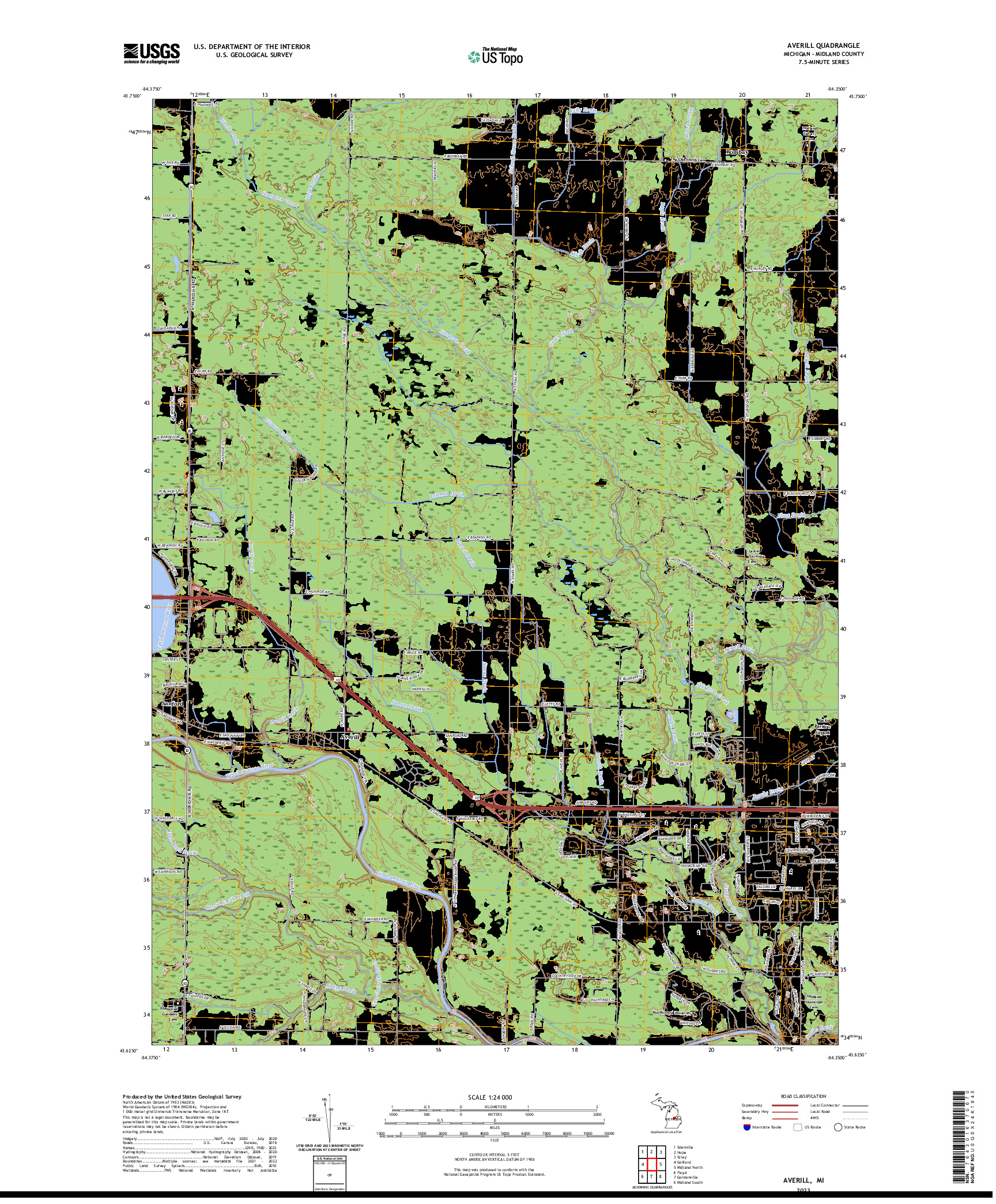 US TOPO 7.5-MINUTE MAP FOR AVERILL, MI