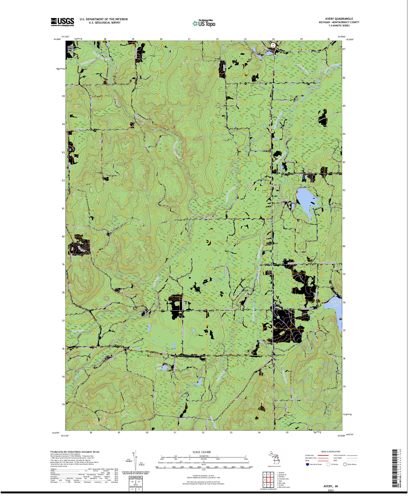 US TOPO 7.5-MINUTE MAP FOR AVERY, MI