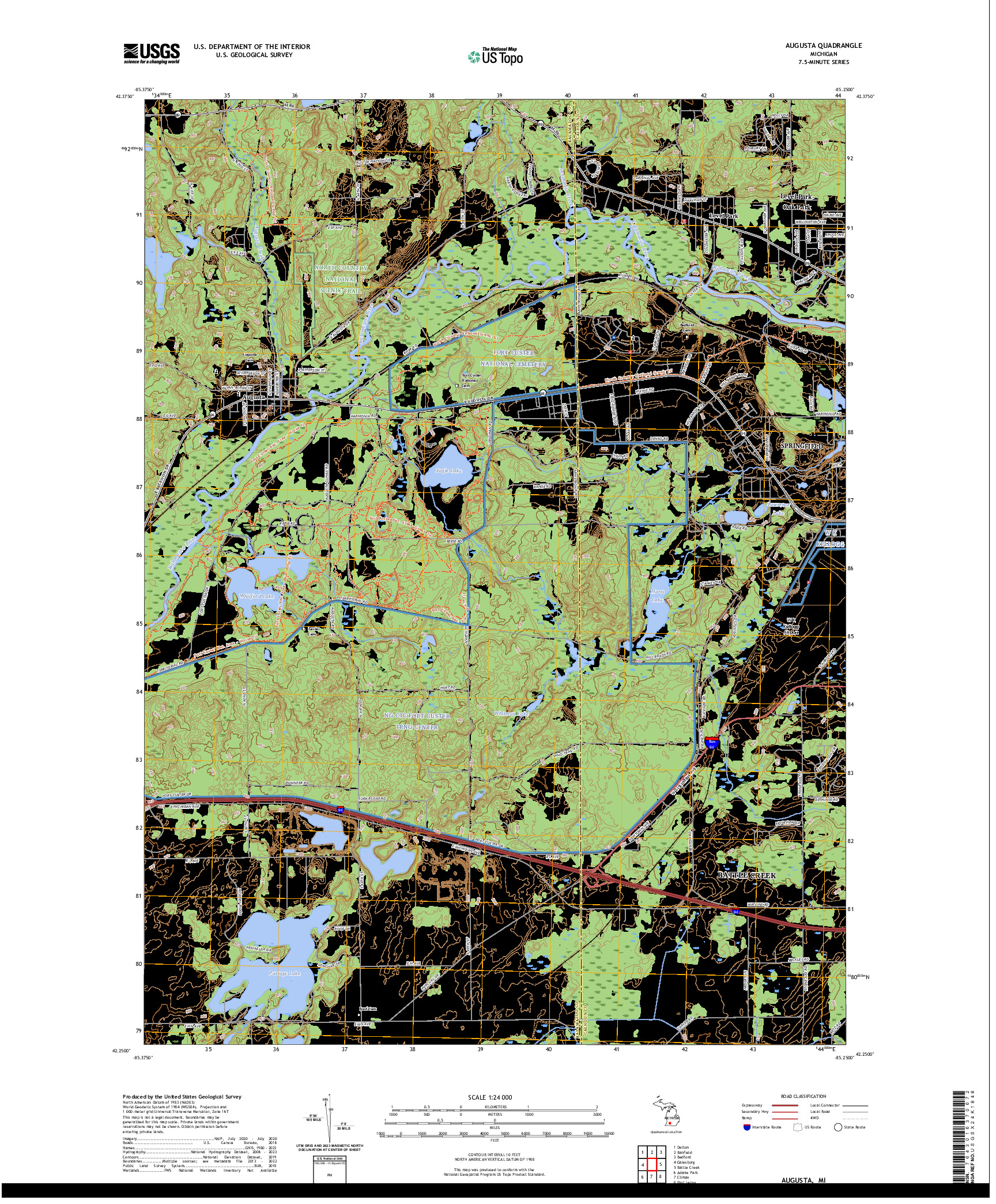 US TOPO 7.5-MINUTE MAP FOR AUGUSTA, MI