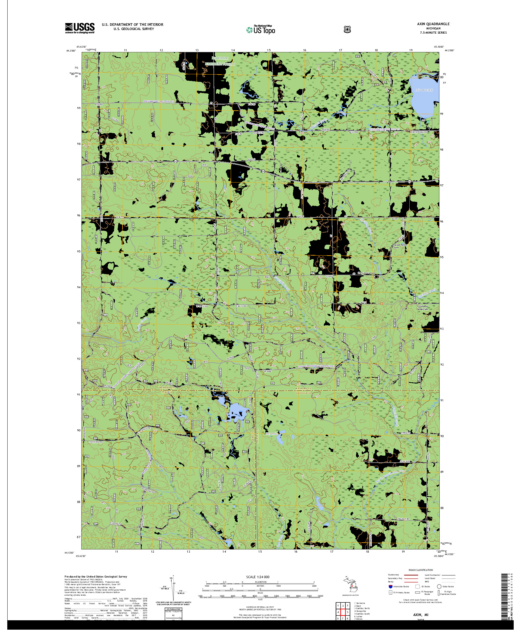 US TOPO 7.5-MINUTE MAP FOR AXIN, MI