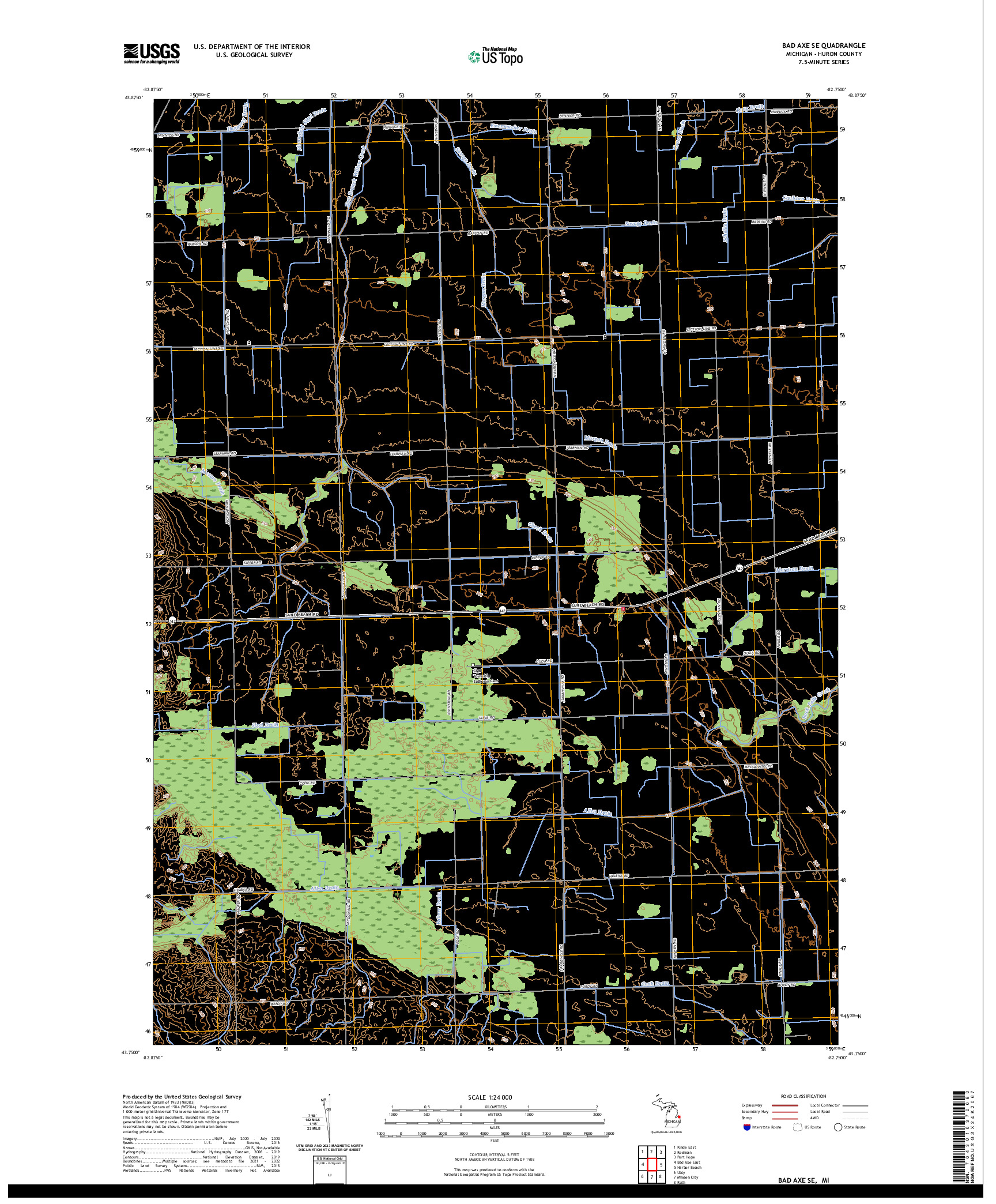 US TOPO 7.5-MINUTE MAP FOR BAD AXE SE, MI