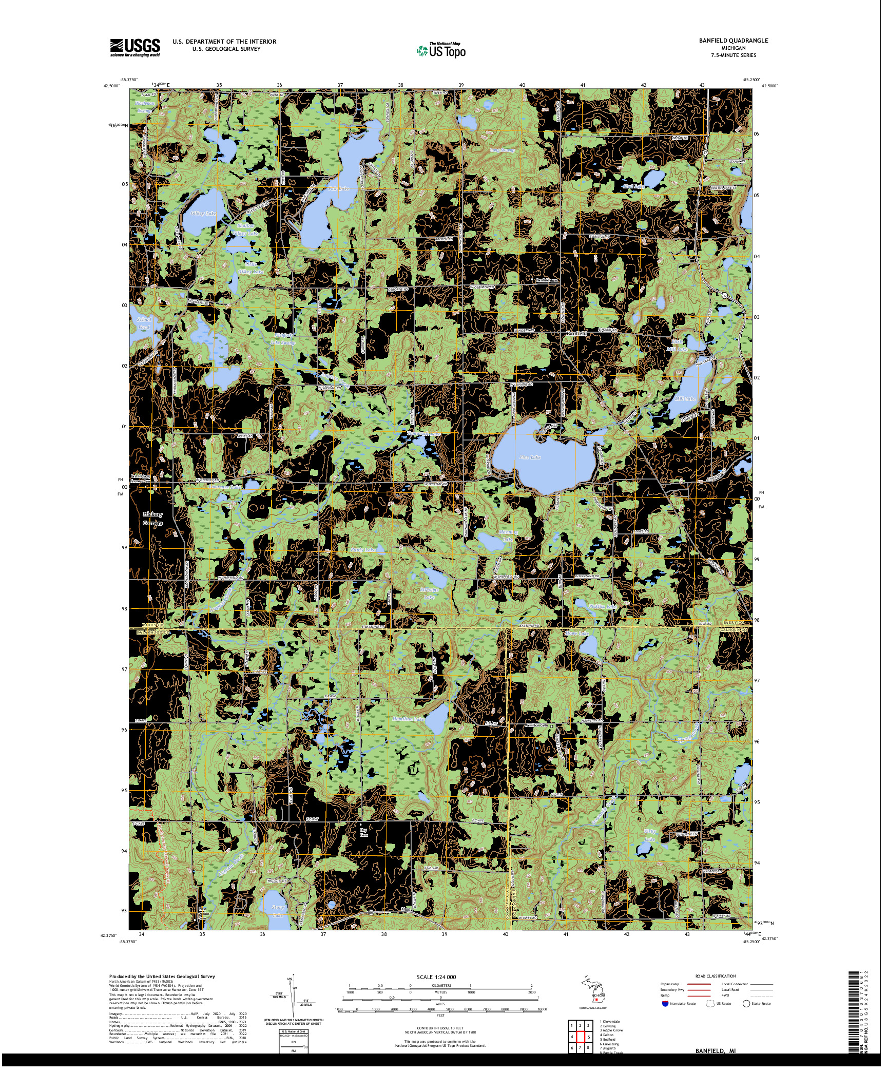 US TOPO 7.5-MINUTE MAP FOR BANFIELD, MI