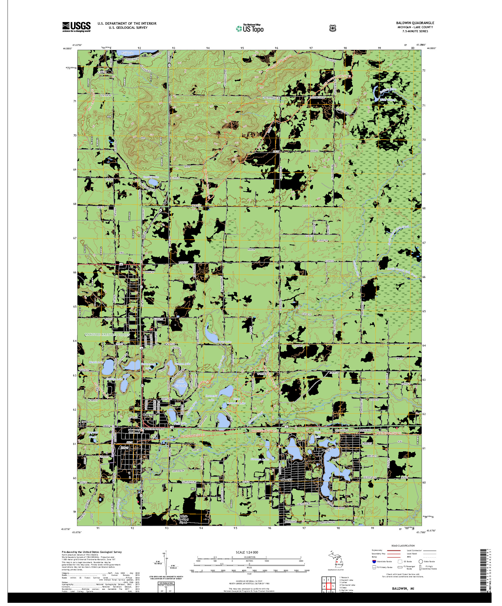 US TOPO 7.5-MINUTE MAP FOR BALDWIN, MI