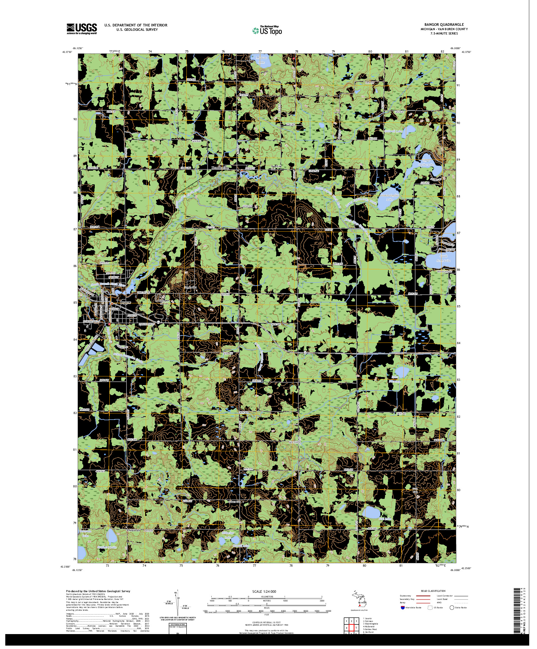 US TOPO 7.5-MINUTE MAP FOR BANGOR, MI