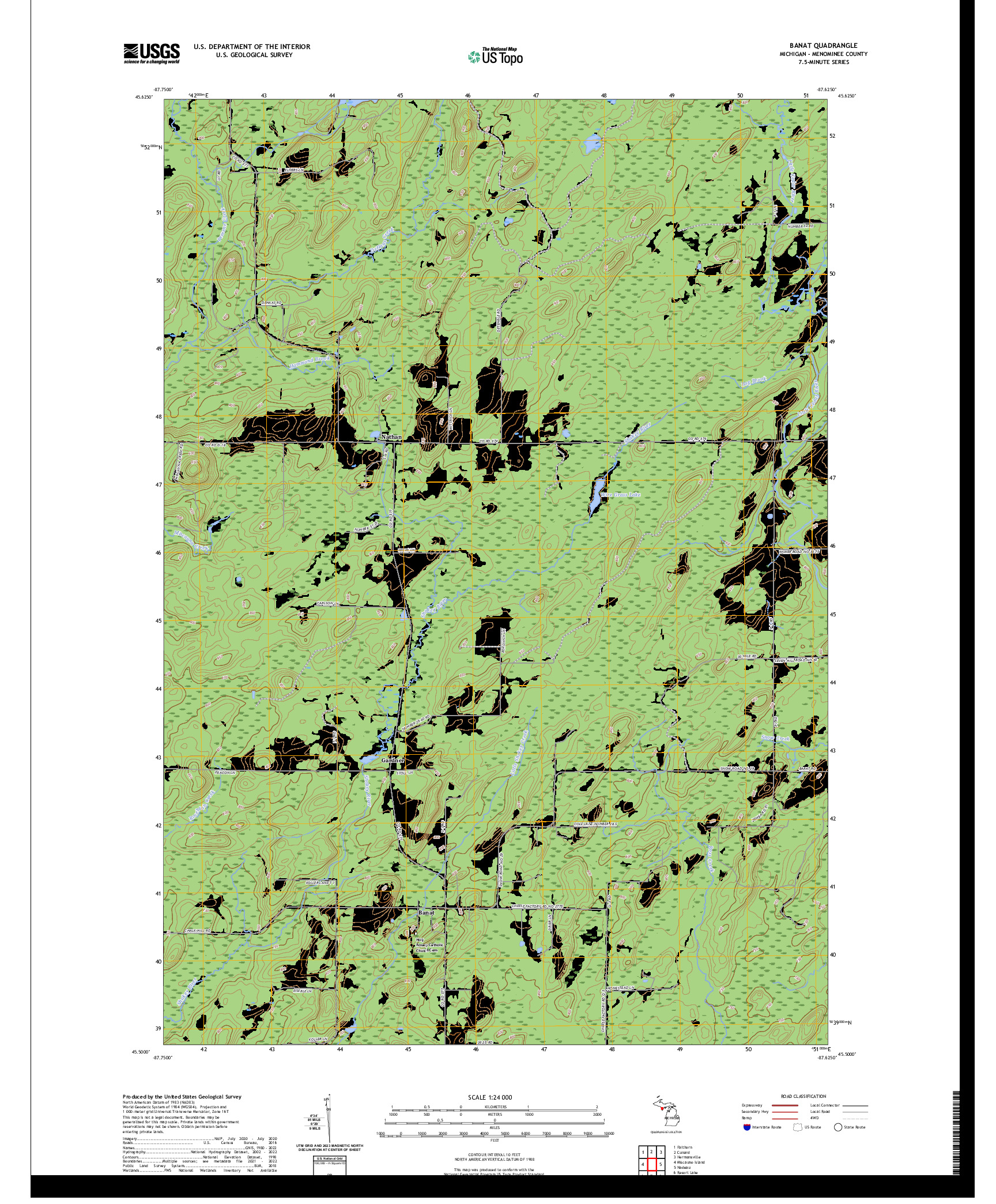 US TOPO 7.5-MINUTE MAP FOR BANAT, MI