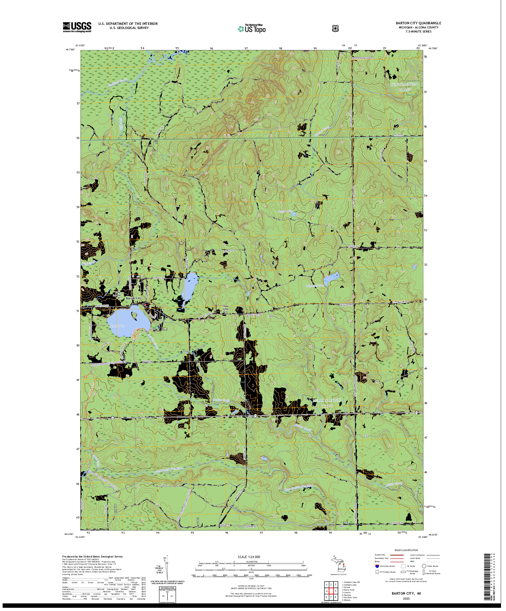 US TOPO 7.5-MINUTE MAP FOR BARTON CITY, MI