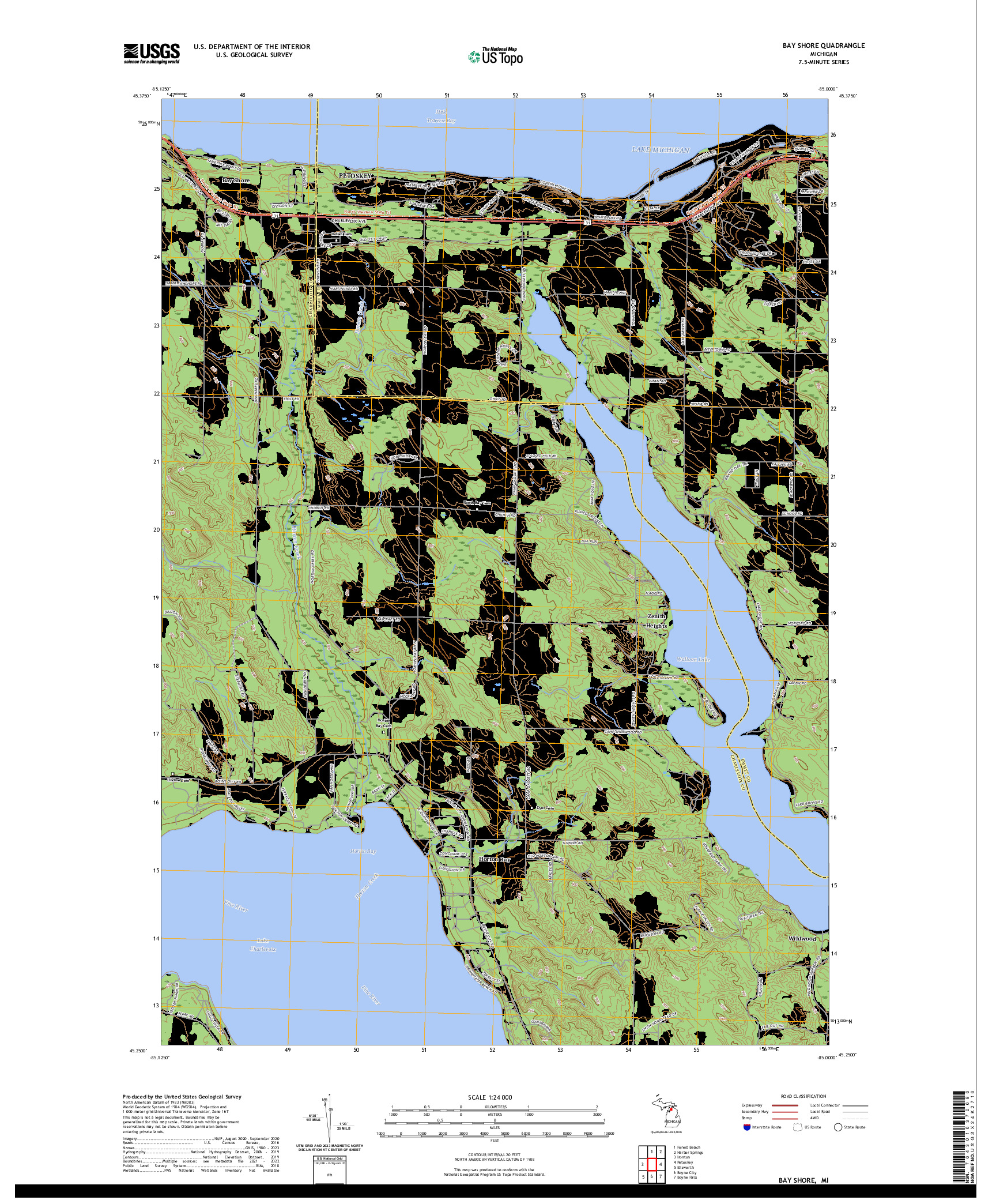 US TOPO 7.5-MINUTE MAP FOR BAY SHORE, MI