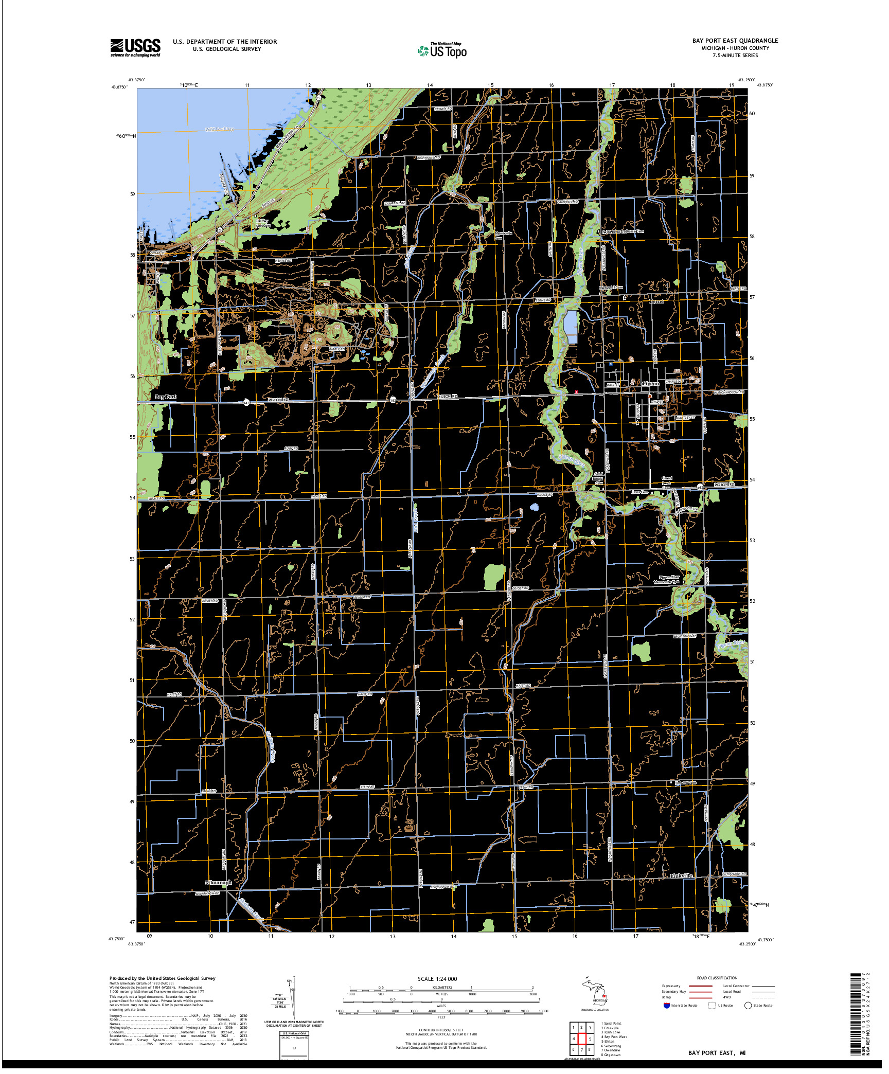 US TOPO 7.5-MINUTE MAP FOR BAY PORT EAST, MI