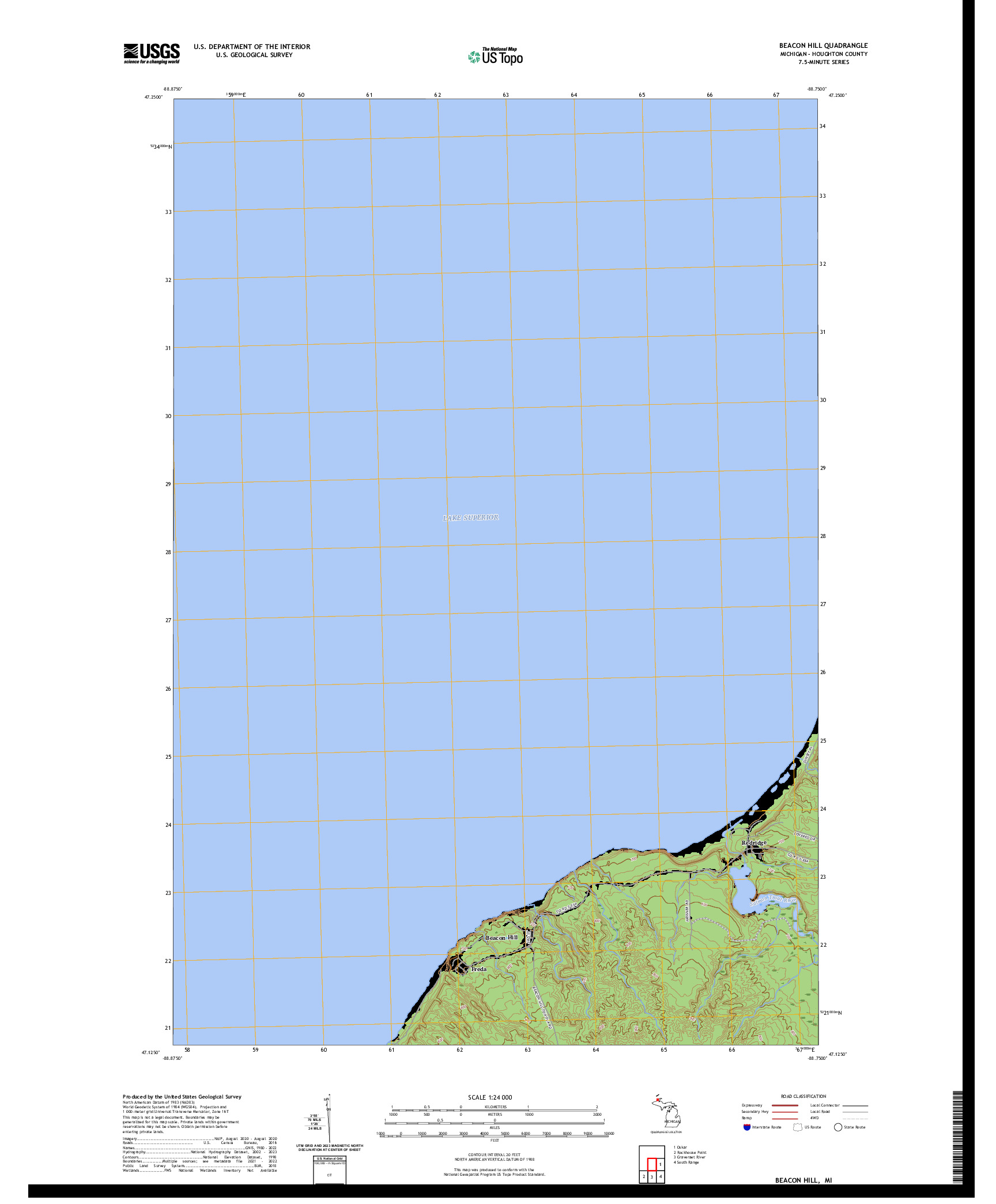 US TOPO 7.5-MINUTE MAP FOR BEACON HILL, MI