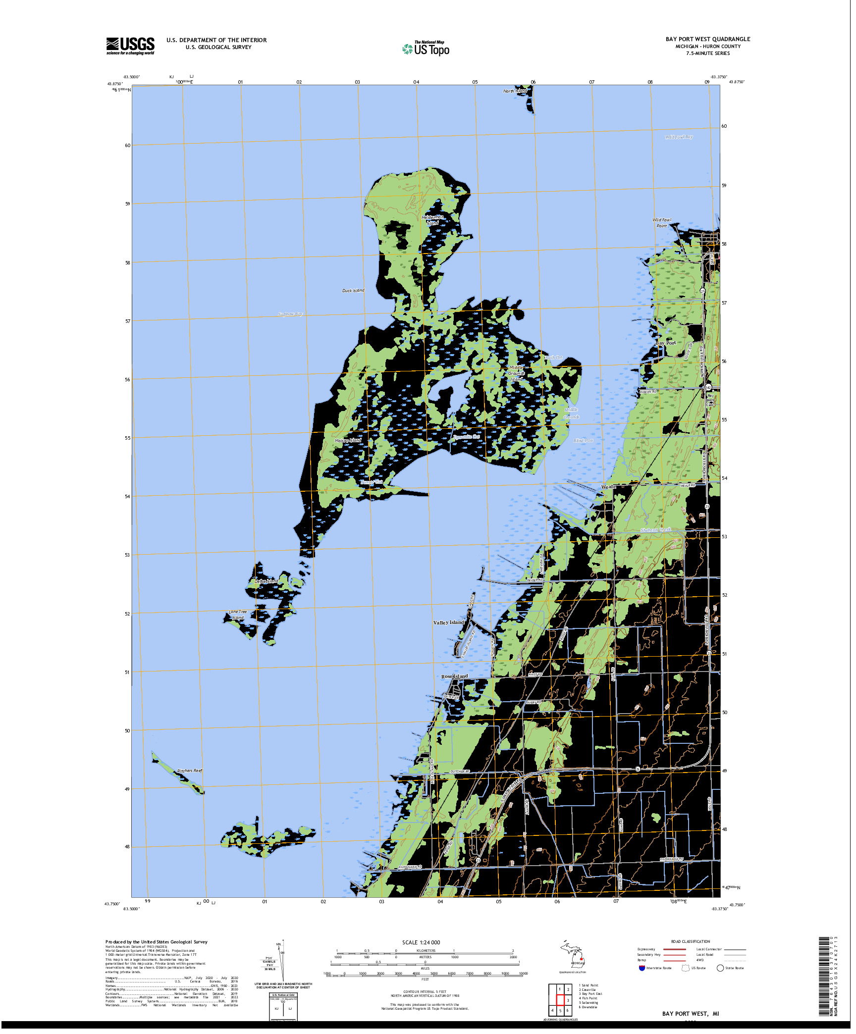 US TOPO 7.5-MINUTE MAP FOR BAY PORT WEST, MI