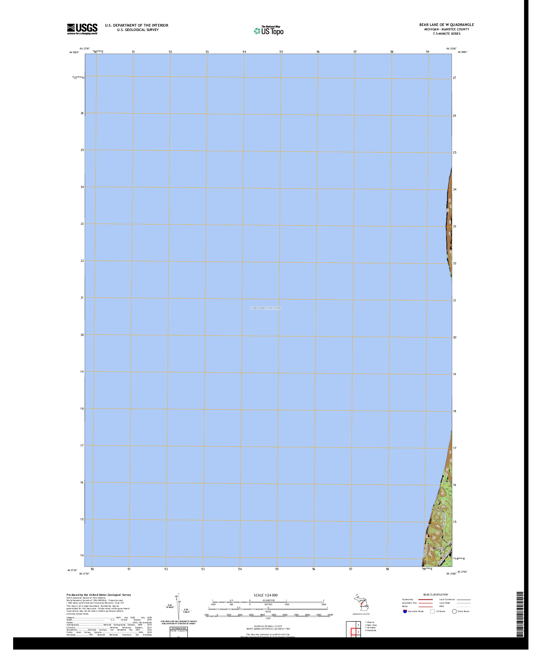 US TOPO 7.5-MINUTE MAP FOR BEAR LAKE OE W, MI