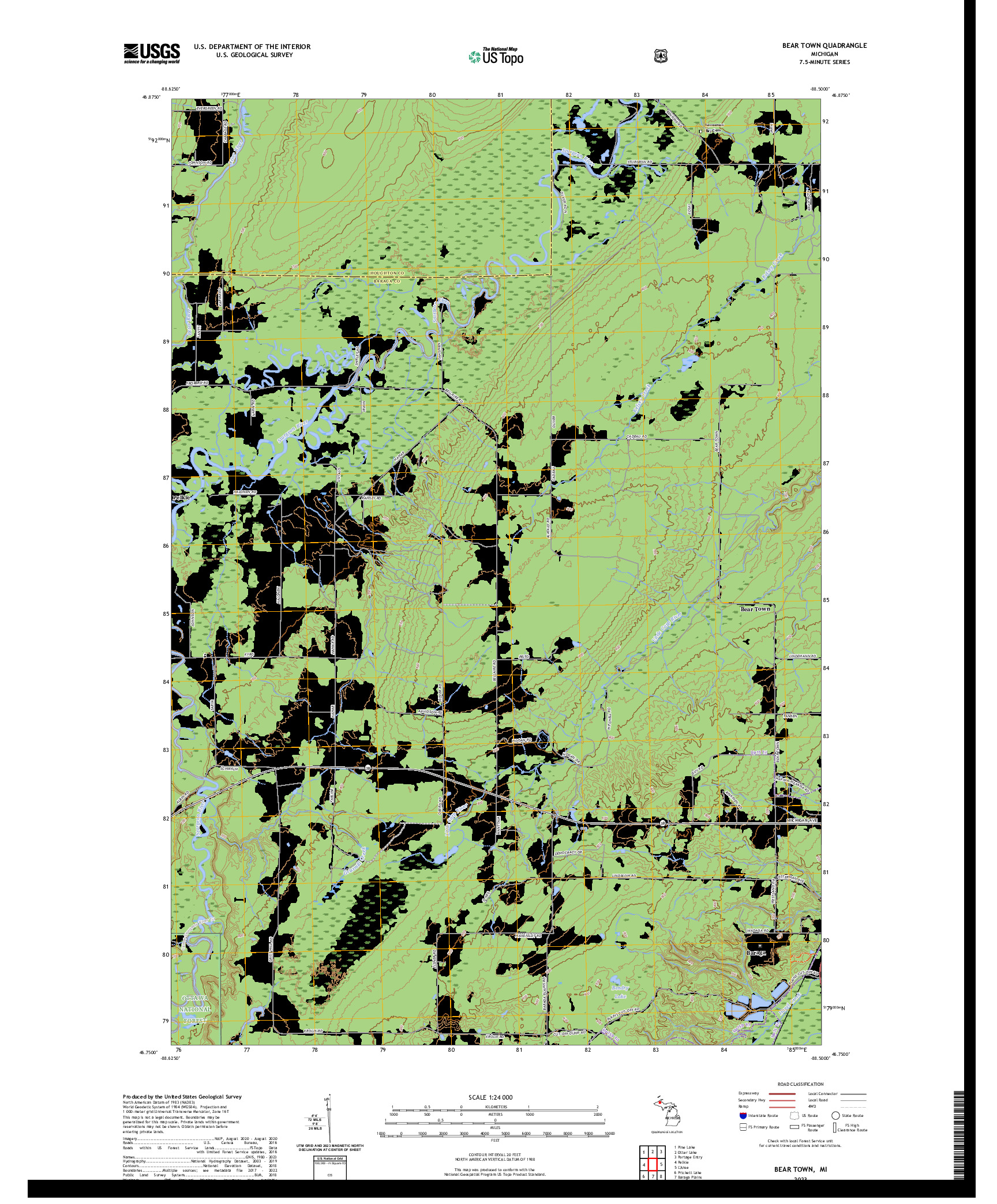 US TOPO 7.5-MINUTE MAP FOR BEAR TOWN, MI