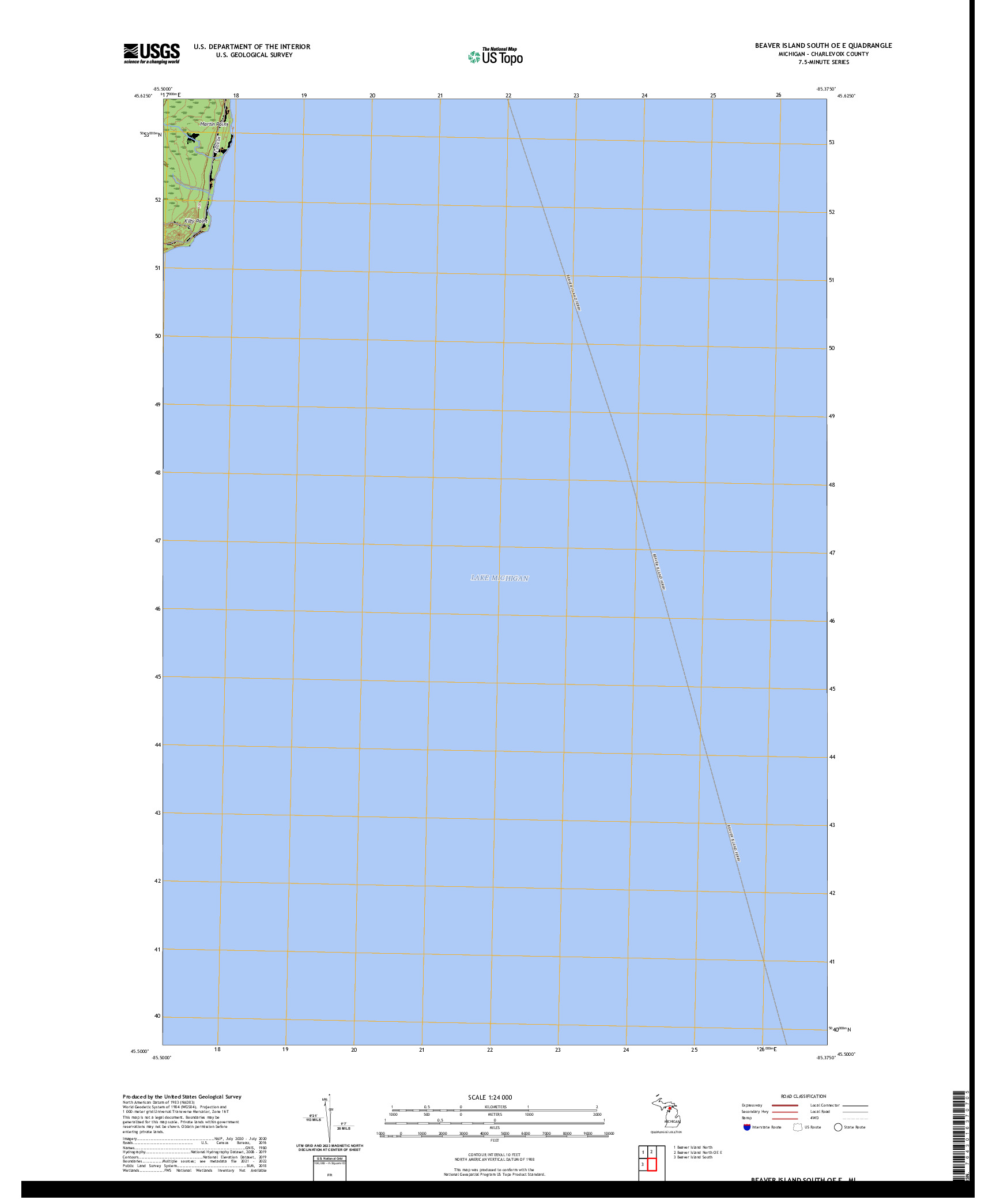 US TOPO 7.5-MINUTE MAP FOR BEAVER ISLAND SOUTH OE E, MI