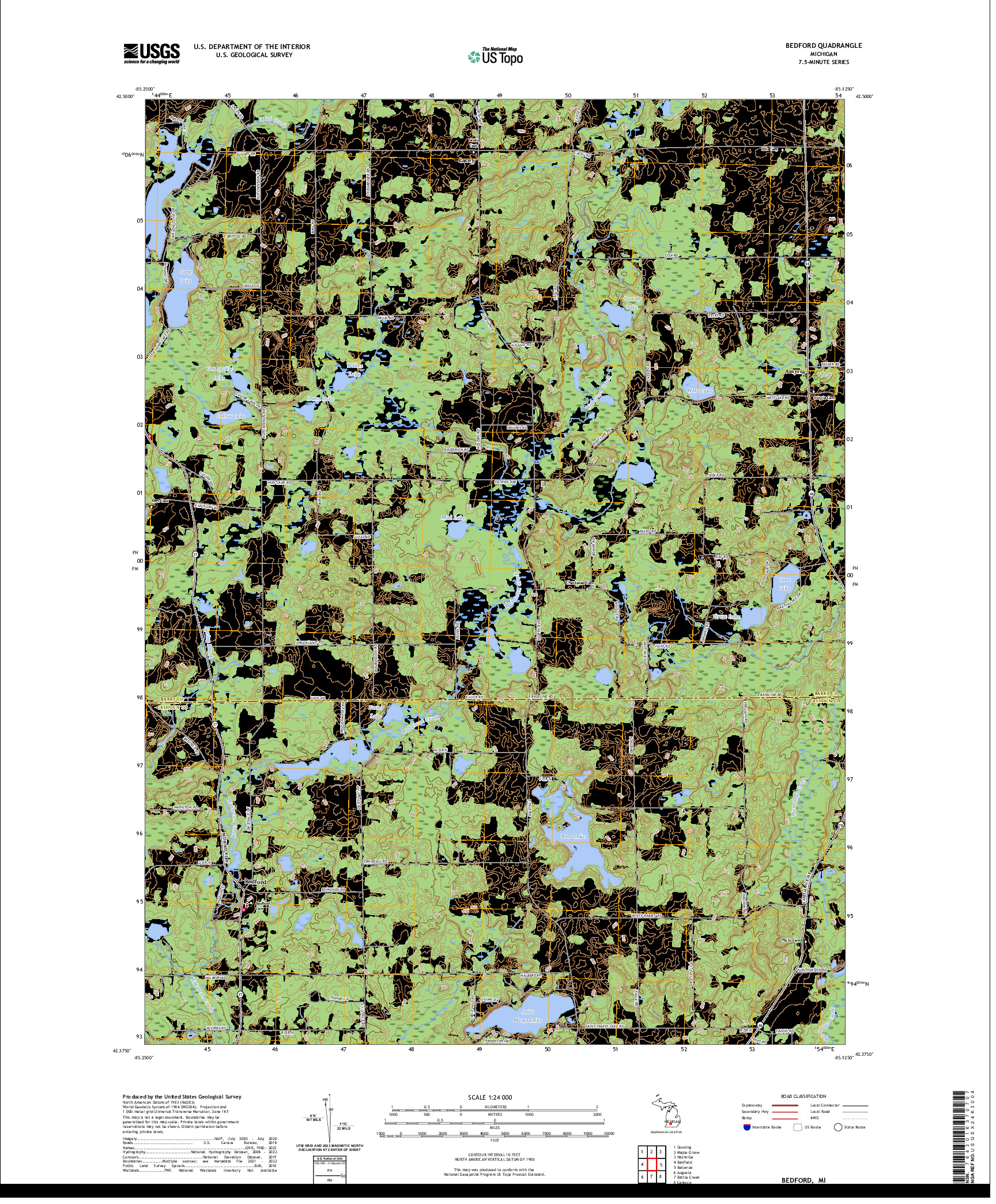 US TOPO 7.5-MINUTE MAP FOR BEDFORD, MI