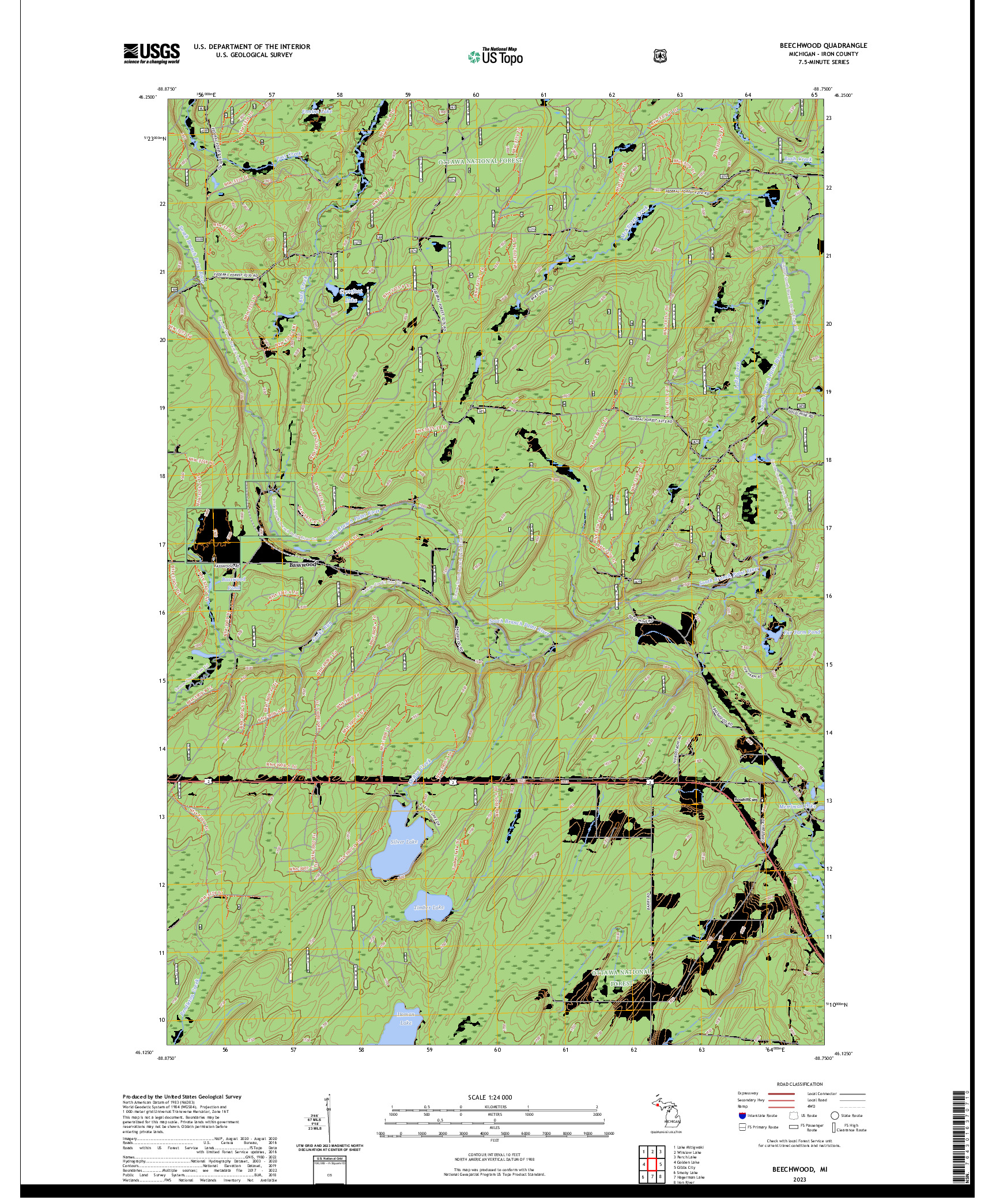 US TOPO 7.5-MINUTE MAP FOR BEECHWOOD, MI