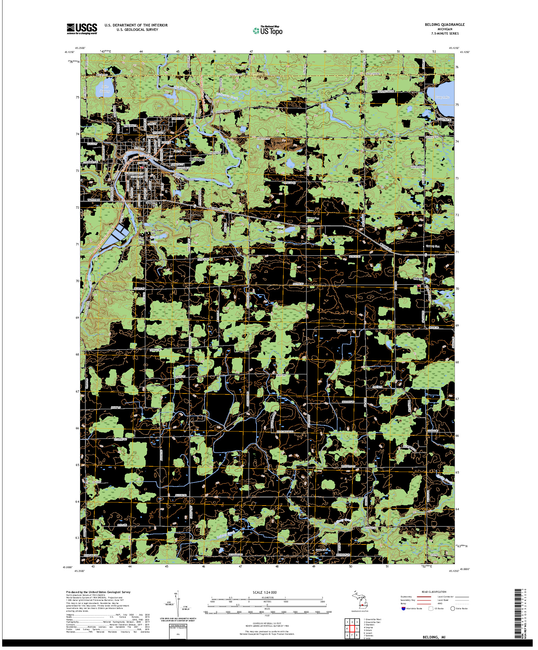 US TOPO 7.5-MINUTE MAP FOR BELDING, MI