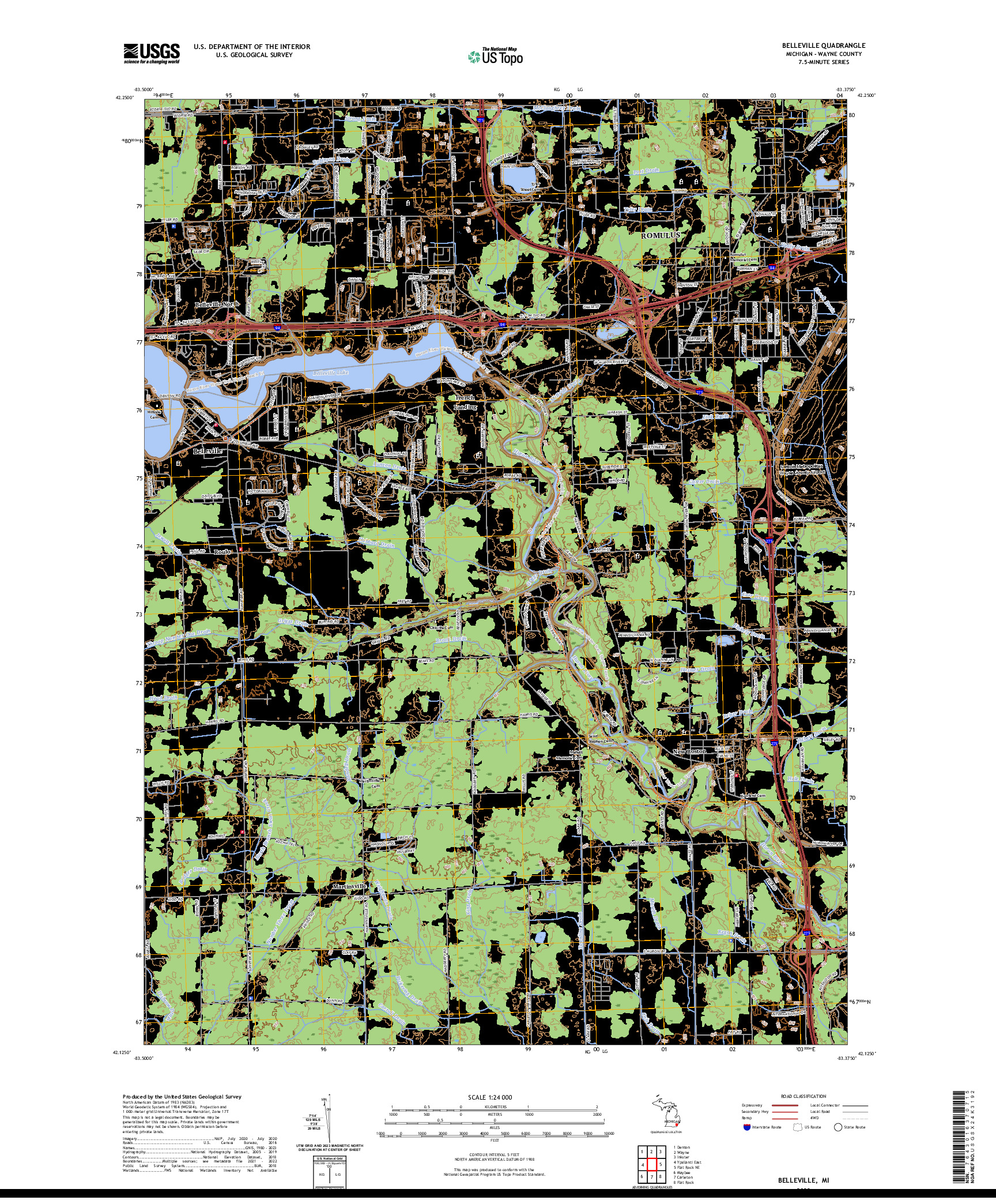 US TOPO 7.5-MINUTE MAP FOR BELLEVILLE, MI