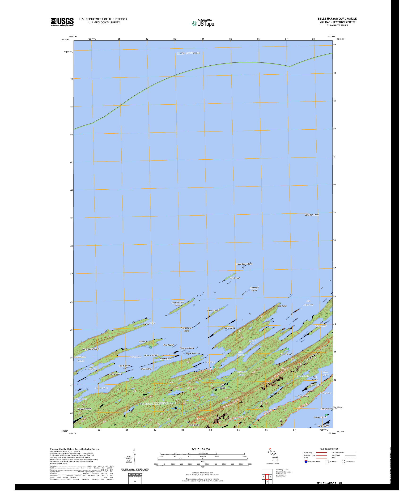 US TOPO 7.5-MINUTE MAP FOR BELLE HARBOR, MI