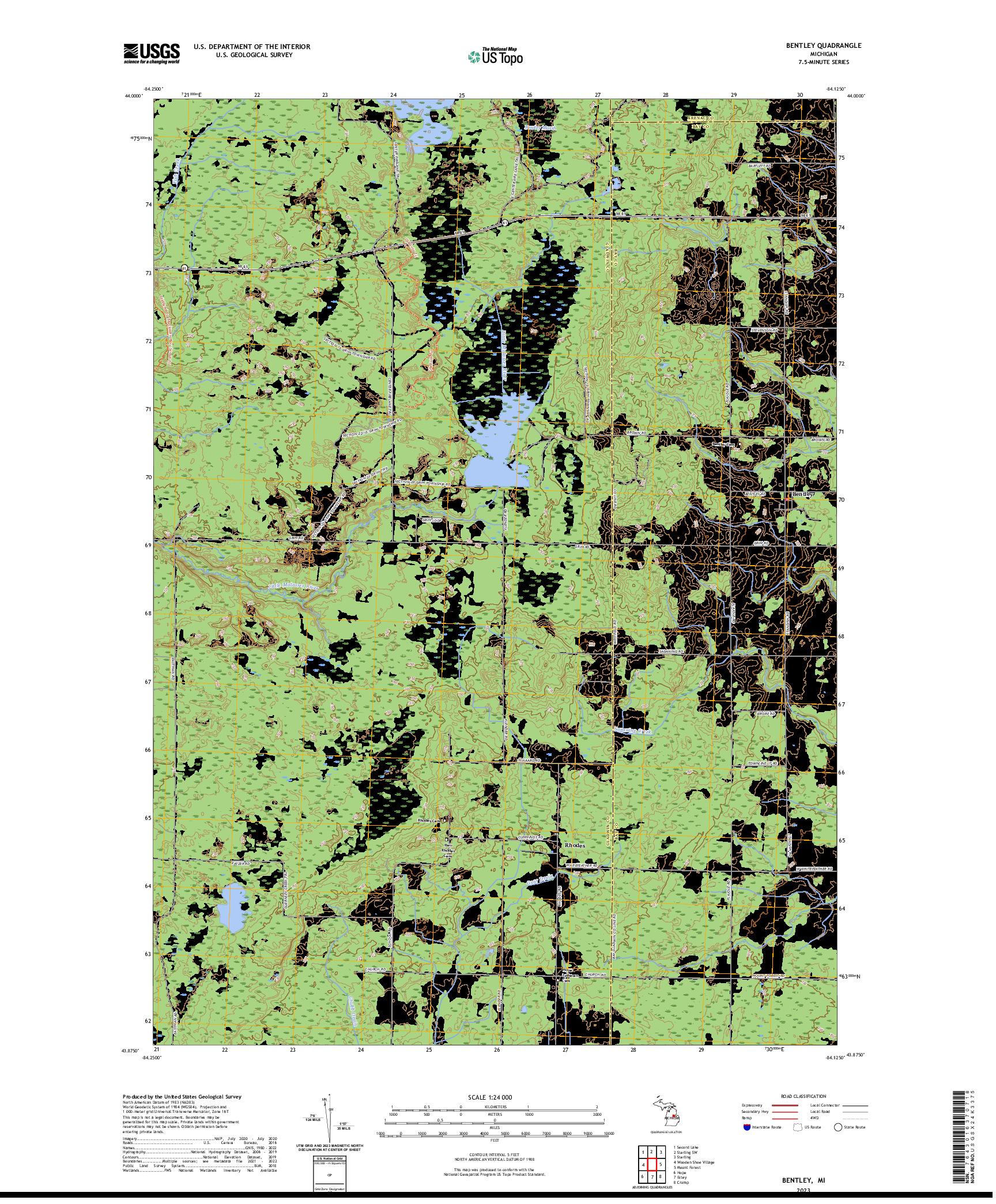 US TOPO 7.5-MINUTE MAP FOR BENTLEY, MI