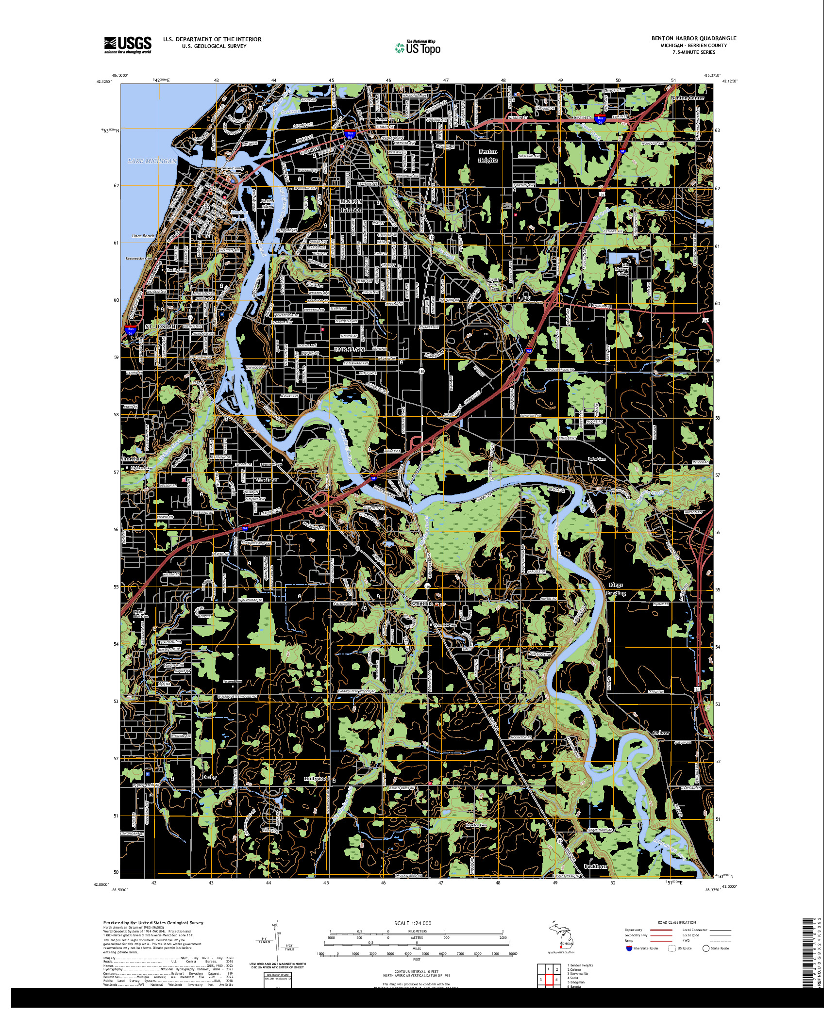 US TOPO 7.5-MINUTE MAP FOR BENTON HARBOR, MI