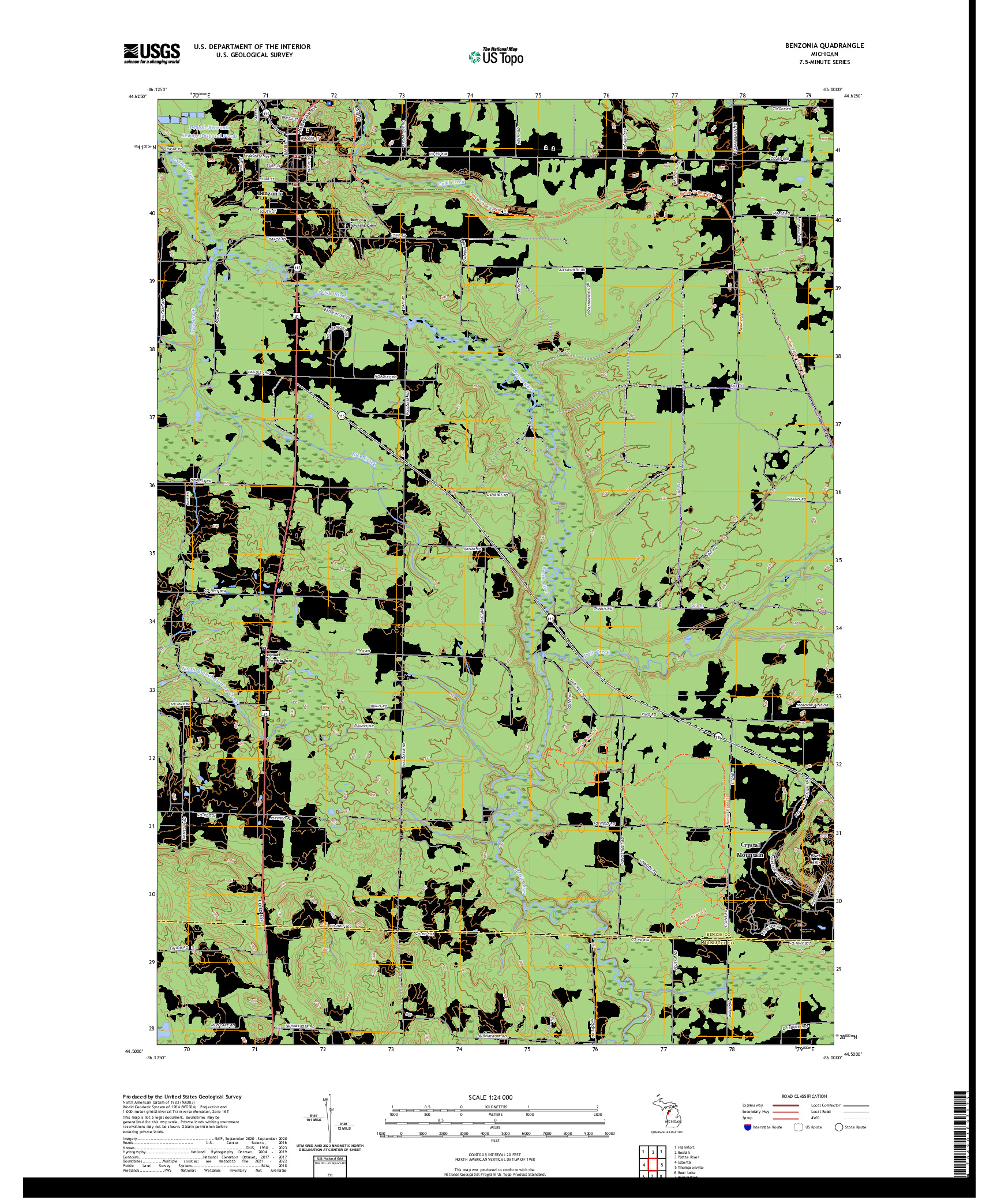 US TOPO 7.5-MINUTE MAP FOR BENZONIA, MI