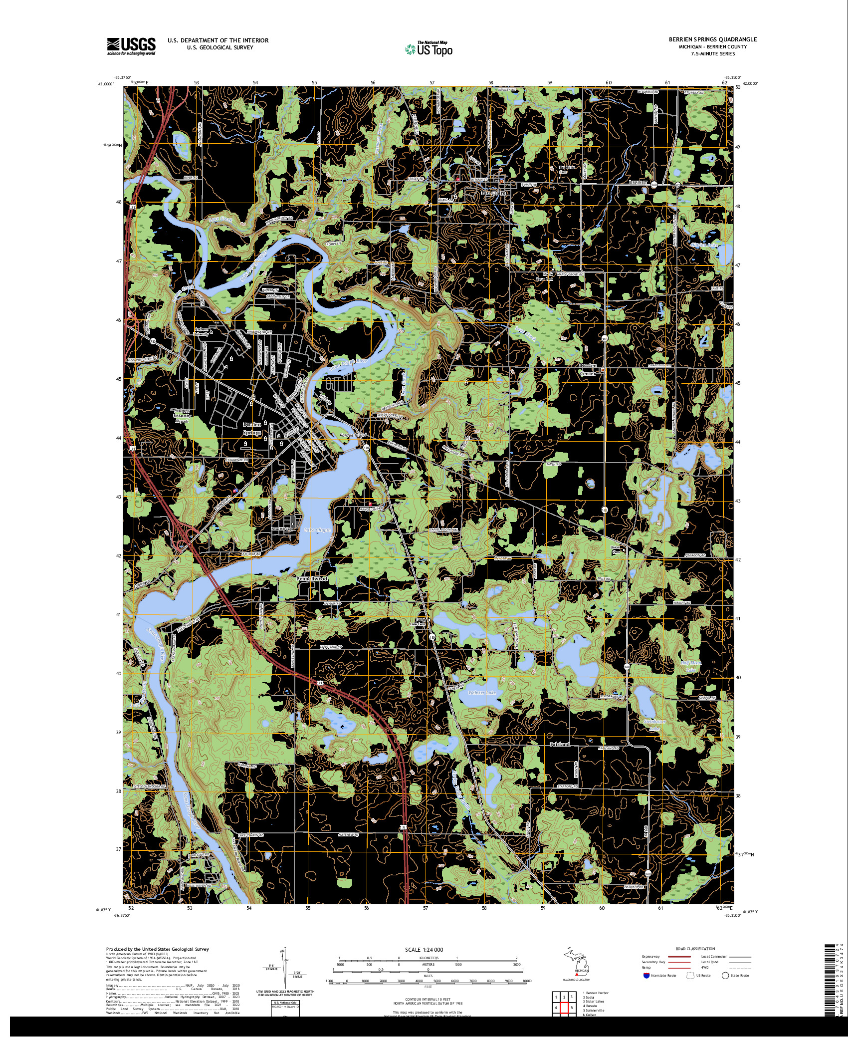 US TOPO 7.5-MINUTE MAP FOR BERRIEN SPRINGS, MI