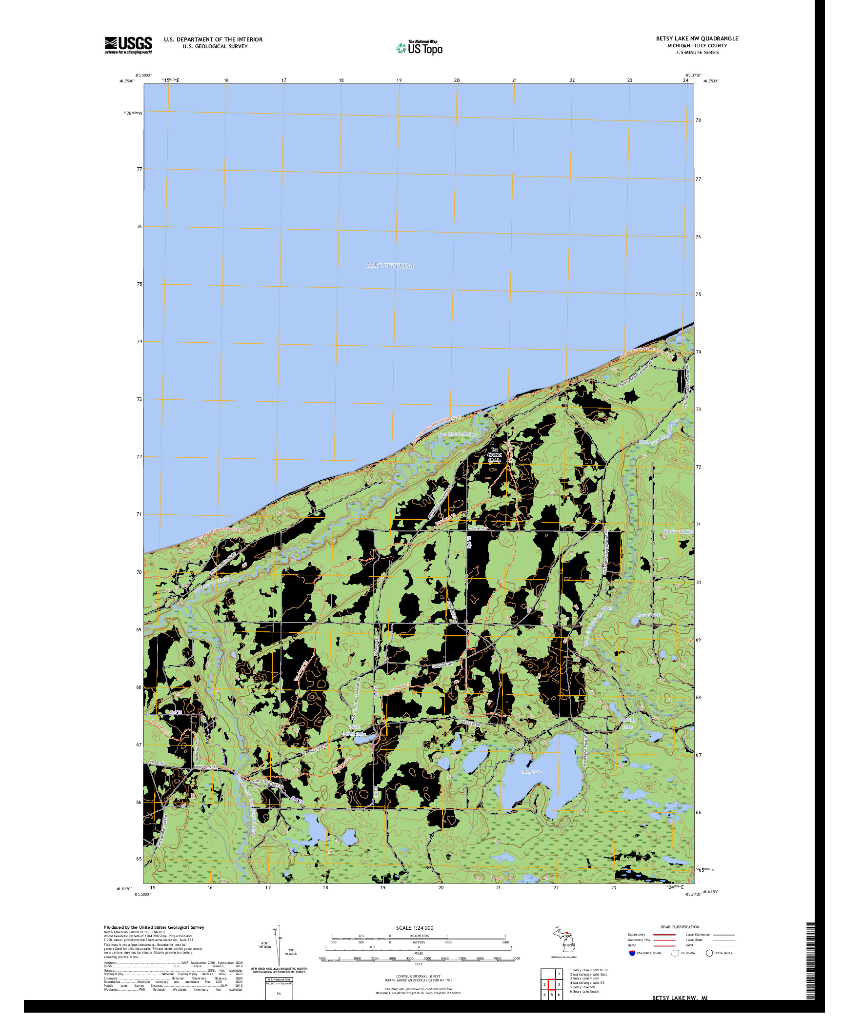 US TOPO 7.5-MINUTE MAP FOR BETSY LAKE NW, MI