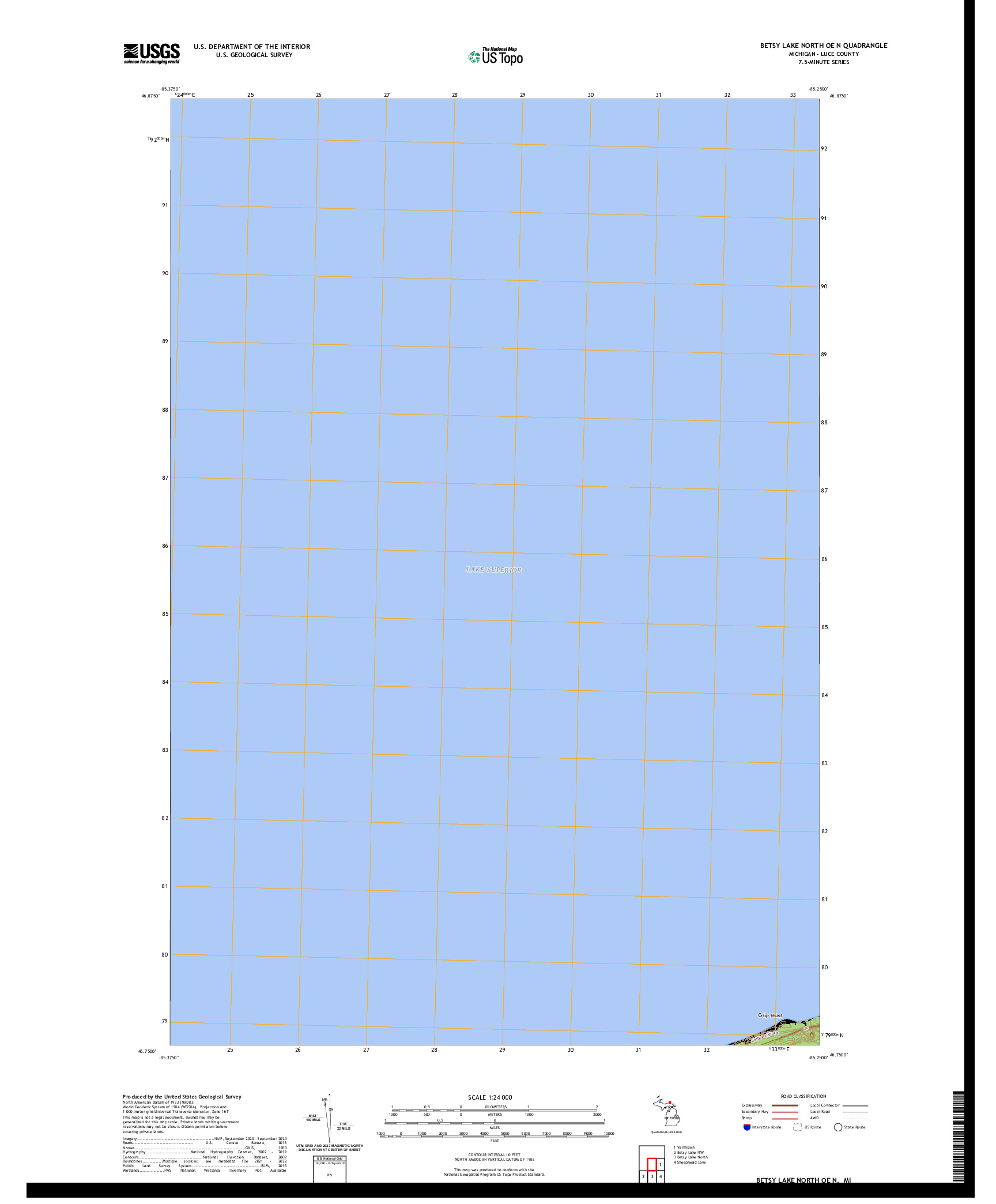 US TOPO 7.5-MINUTE MAP FOR BETSY LAKE NORTH OE N, MI