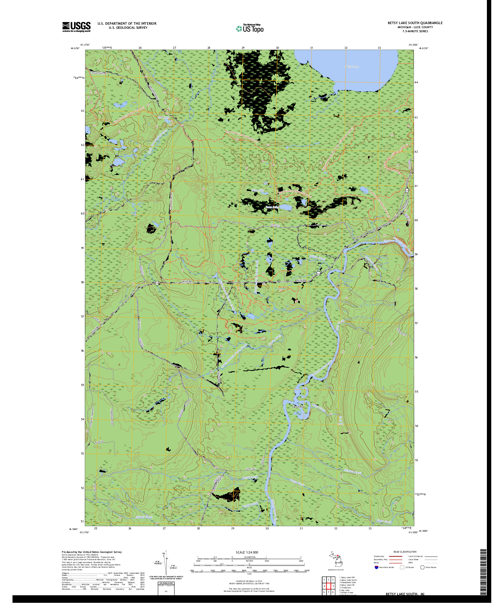 US TOPO 7.5-MINUTE MAP FOR BETSY LAKE SOUTH, MI