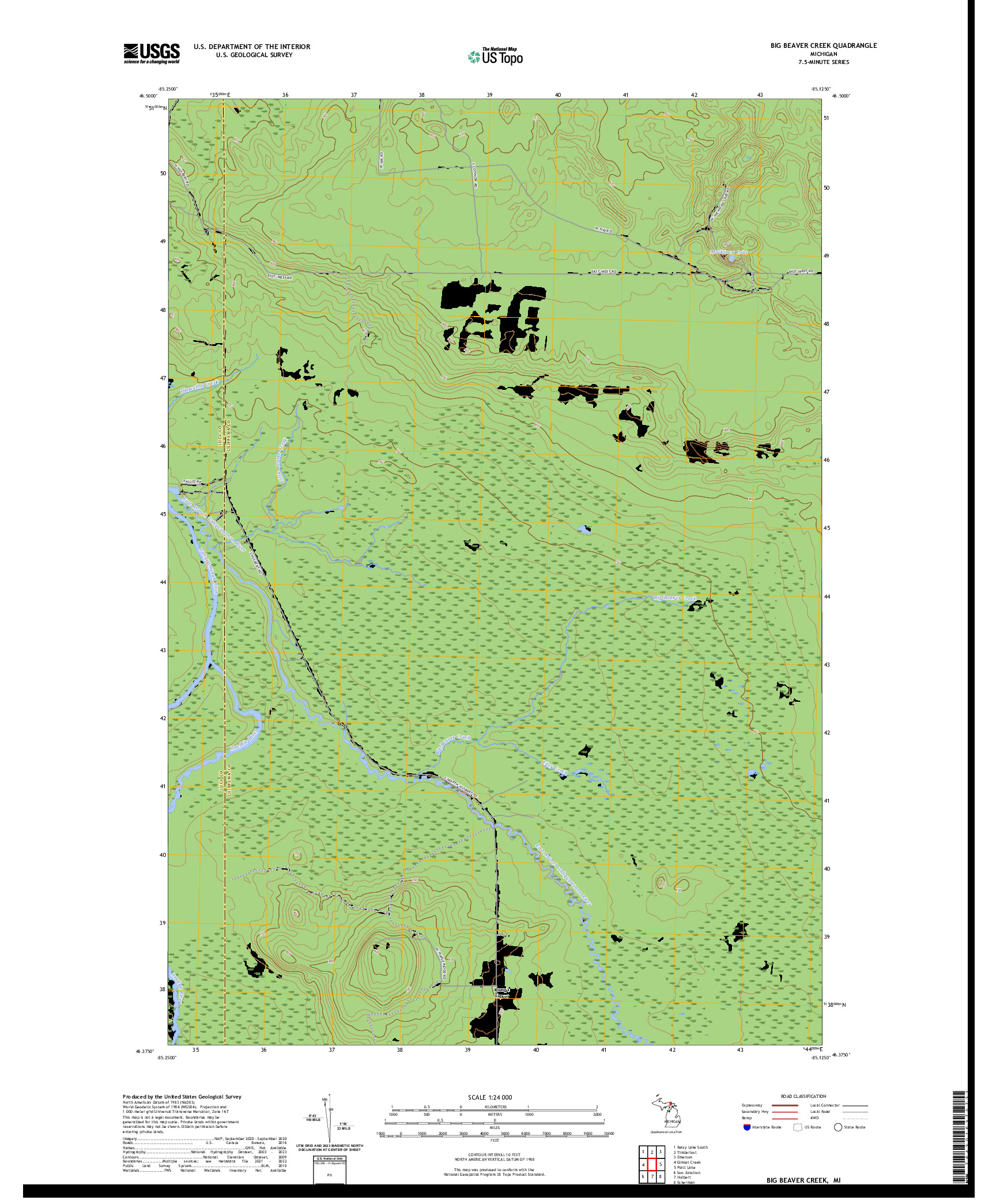 US TOPO 7.5-MINUTE MAP FOR BIG BEAVER CREEK, MI