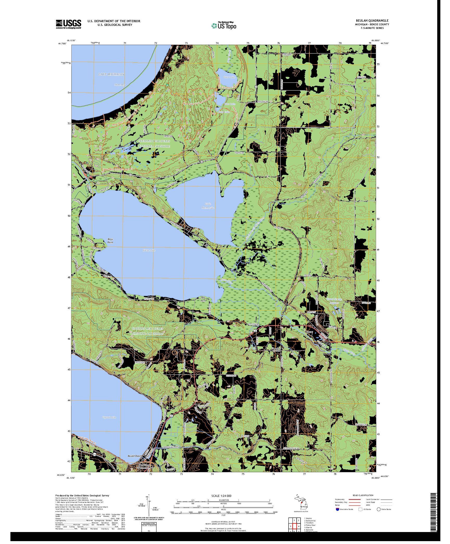 US TOPO 7.5-MINUTE MAP FOR BEULAH, MI