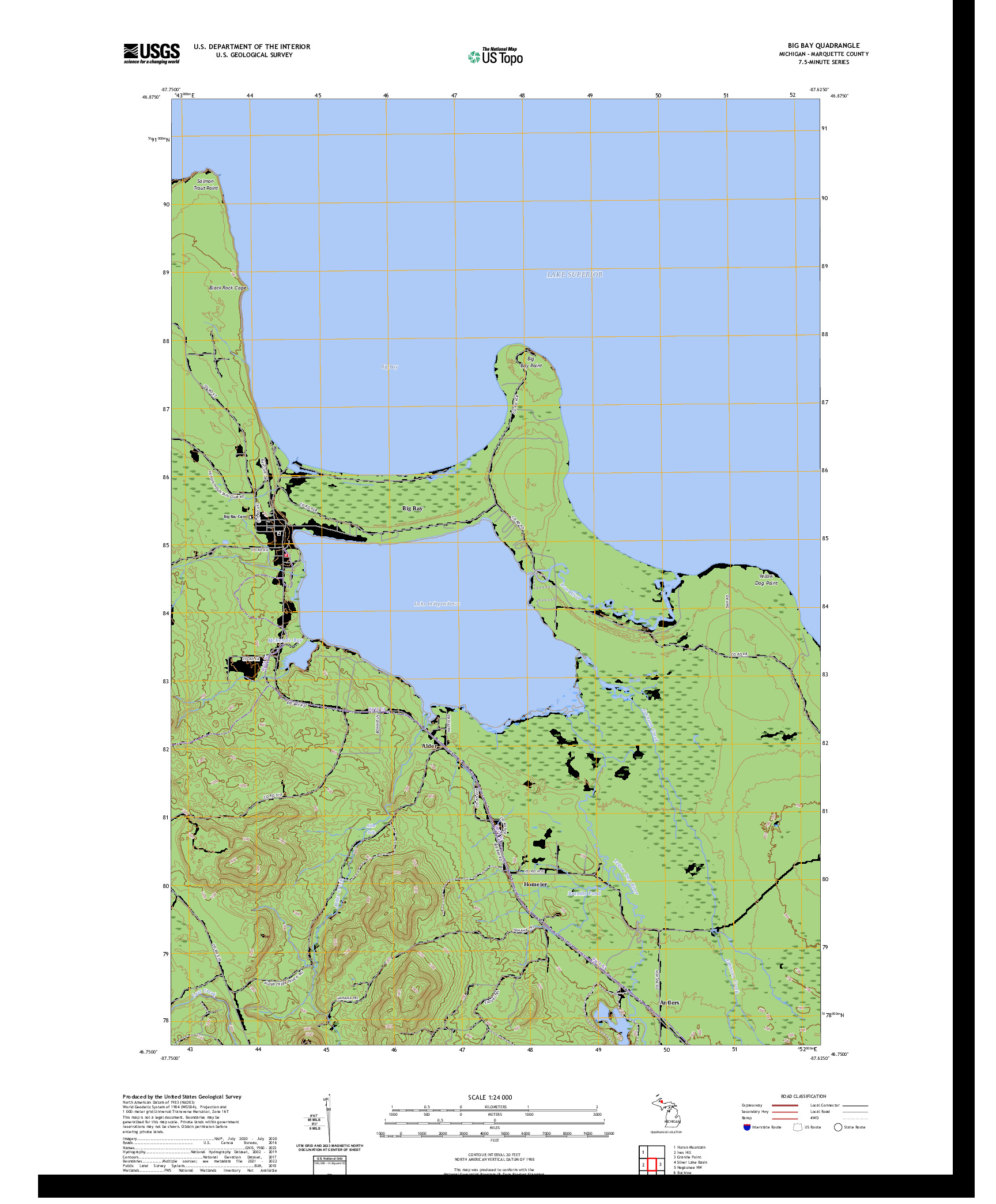 US TOPO 7.5-MINUTE MAP FOR BIG BAY, MI