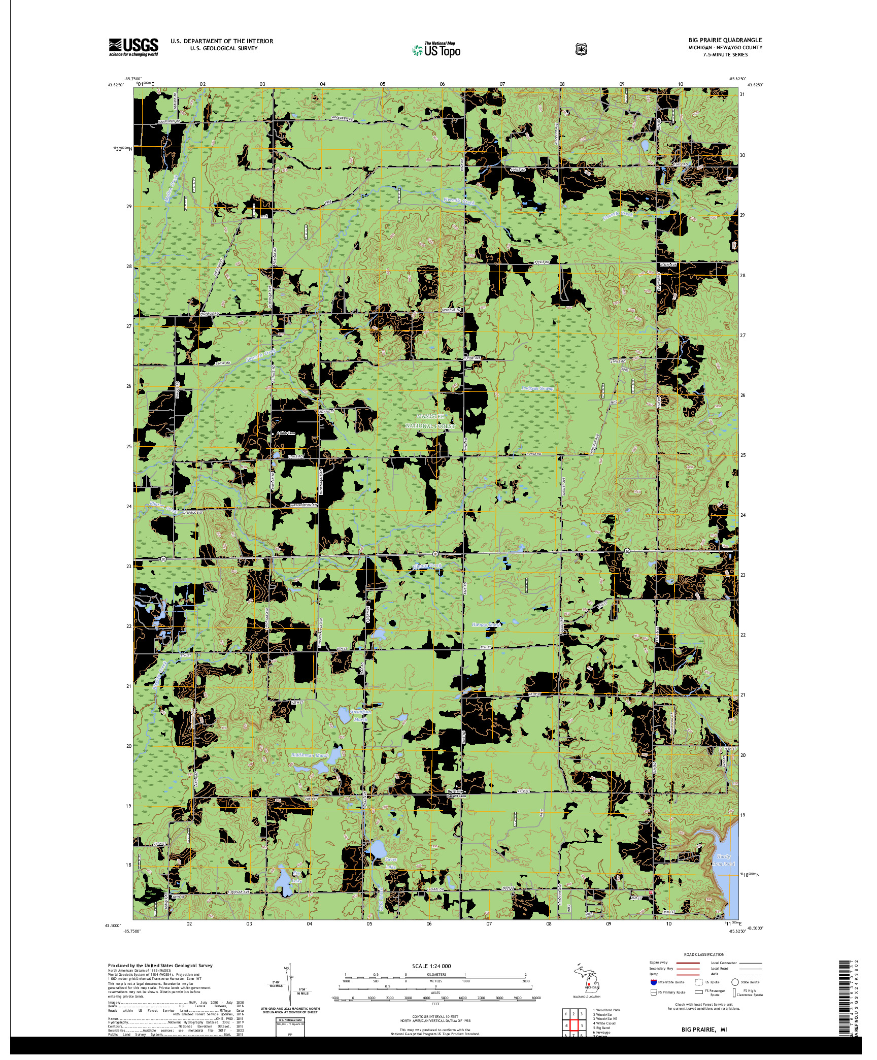 US TOPO 7.5-MINUTE MAP FOR BIG PRAIRIE, MI