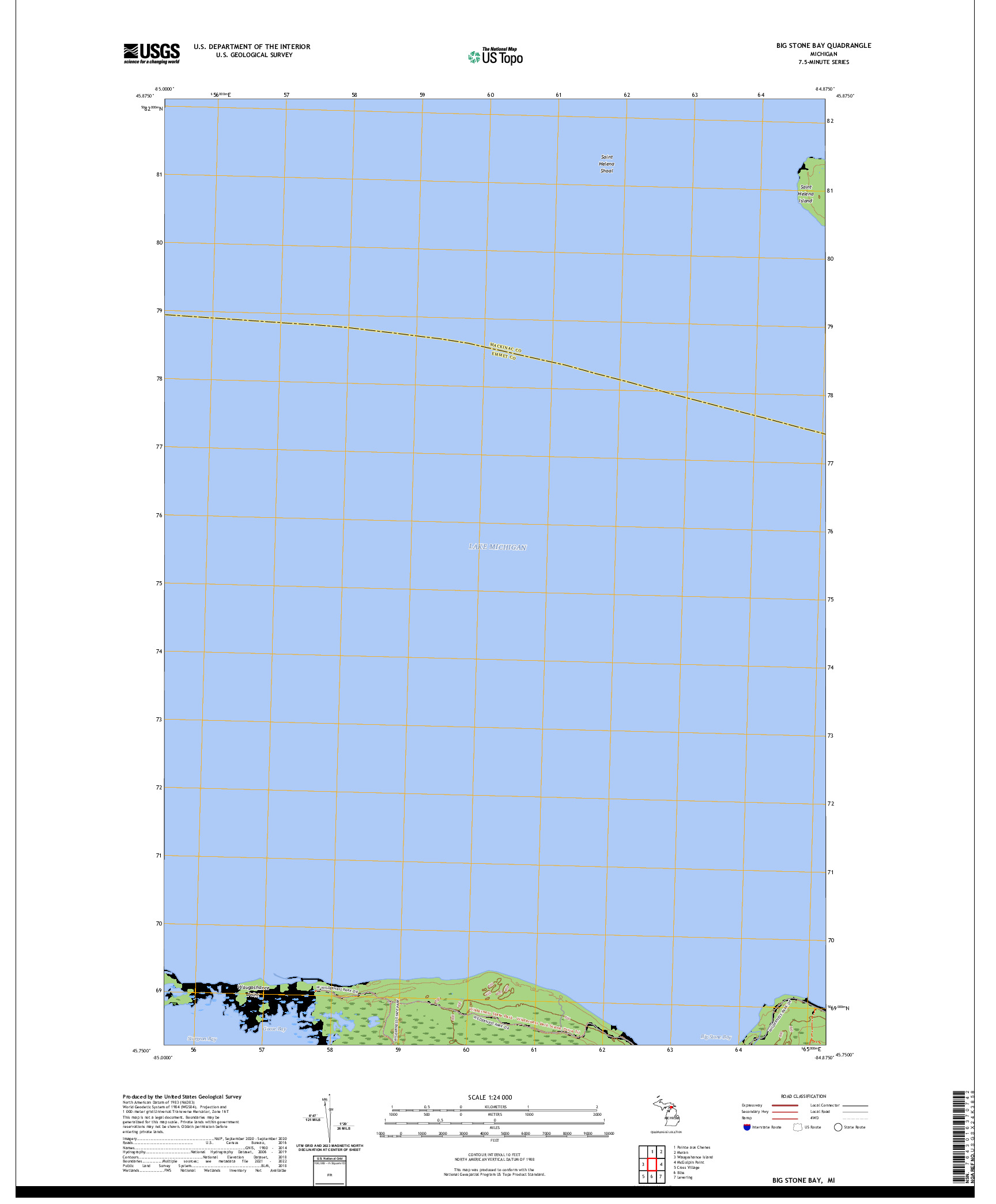 US TOPO 7.5-MINUTE MAP FOR BIG STONE BAY, MI