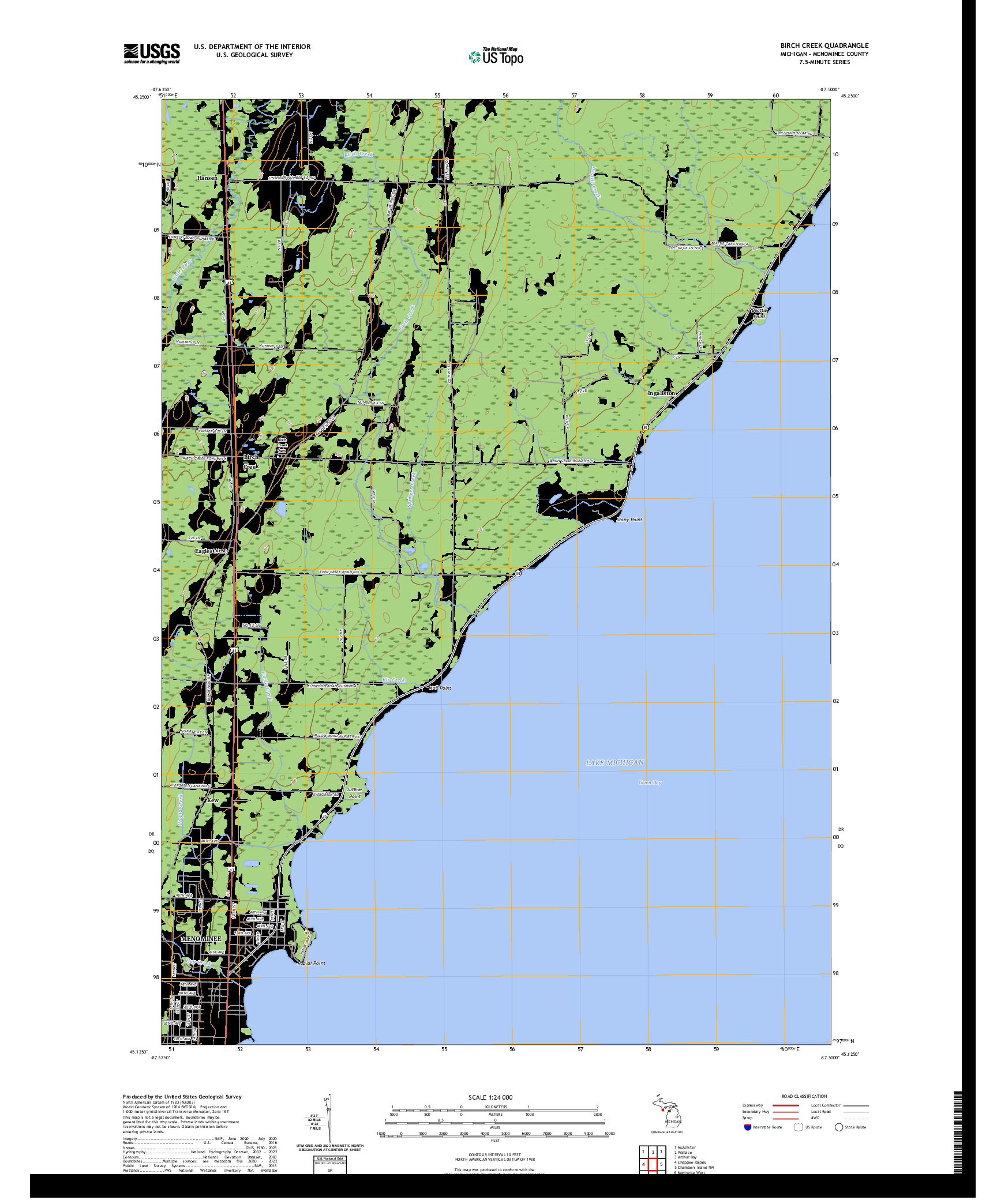 US TOPO 7.5-MINUTE MAP FOR BIRCH CREEK, MI