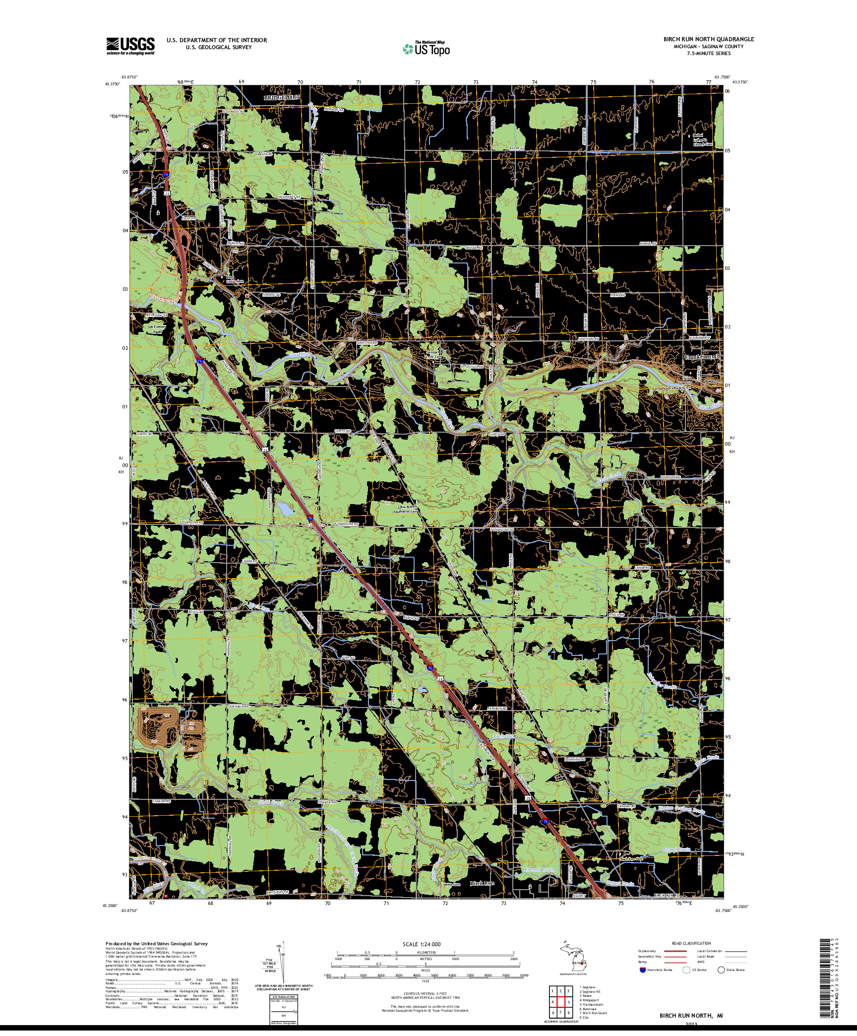 US TOPO 7.5-MINUTE MAP FOR BIRCH RUN NORTH, MI