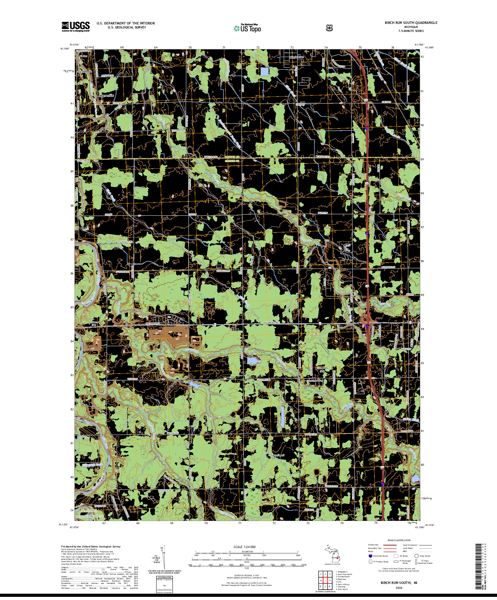 US TOPO 7.5-MINUTE MAP FOR BIRCH RUN SOUTH, MI