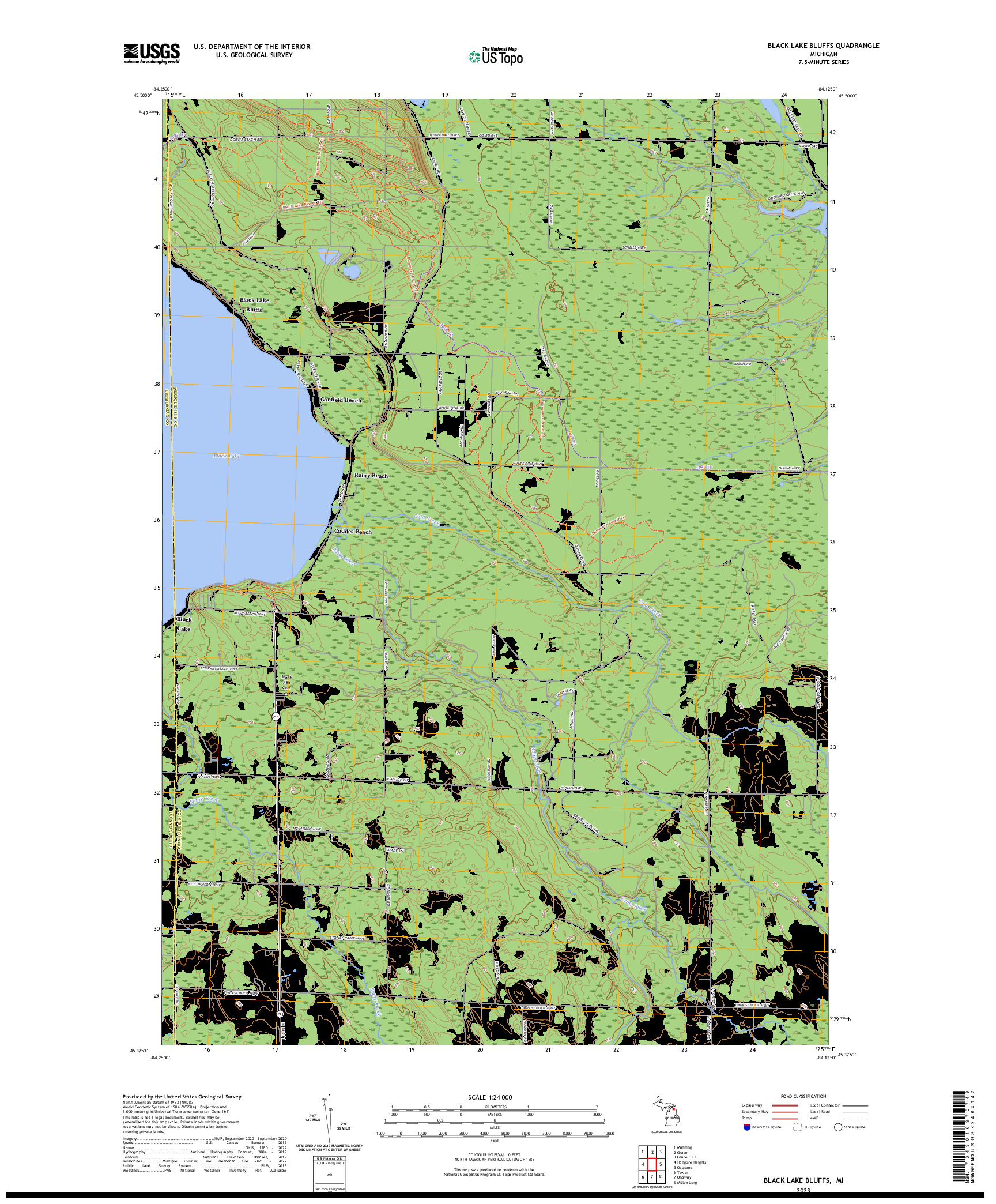 US TOPO 7.5-MINUTE MAP FOR BLACK LAKE BLUFFS, MI