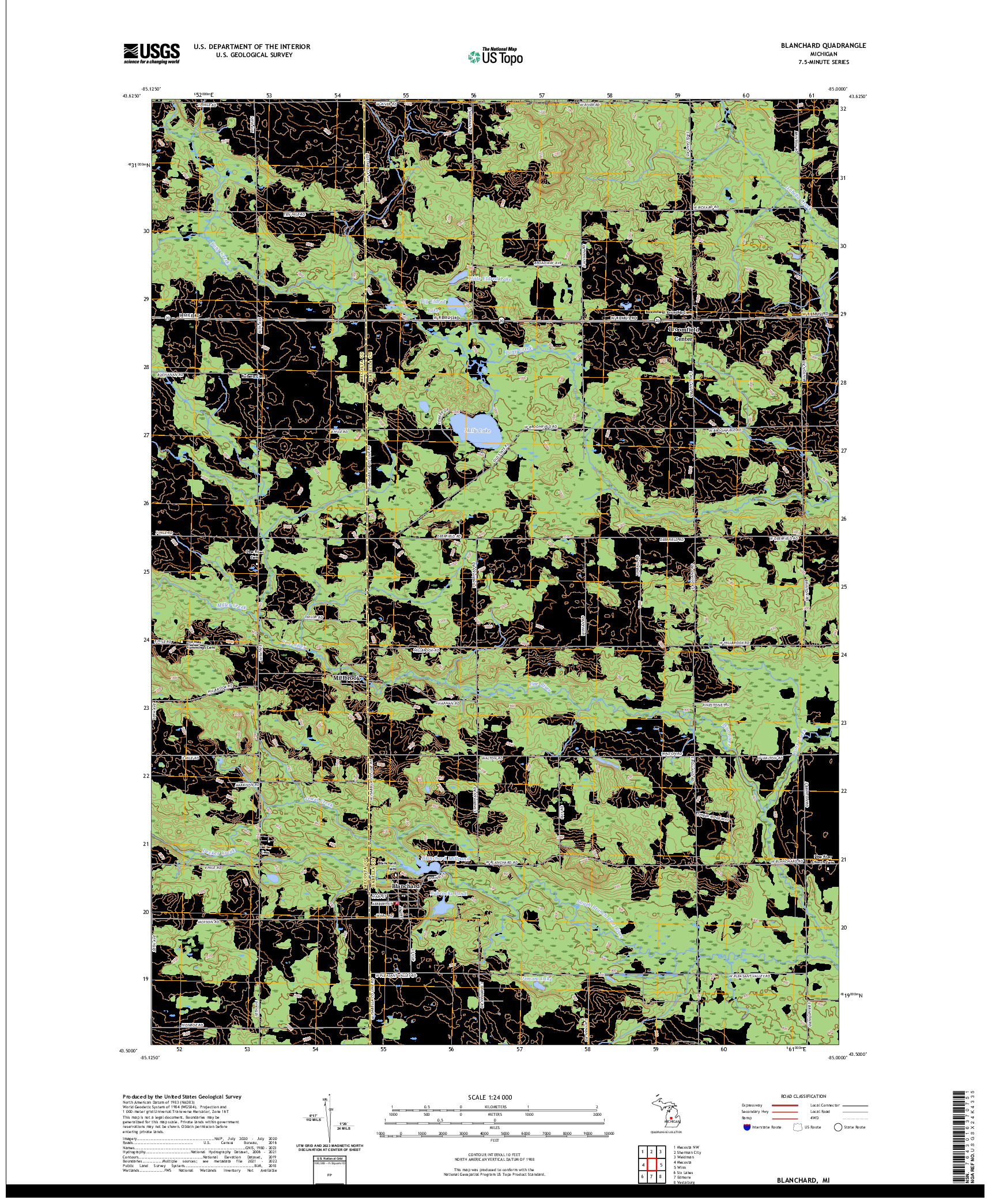 US TOPO 7.5-MINUTE MAP FOR BLANCHARD, MI