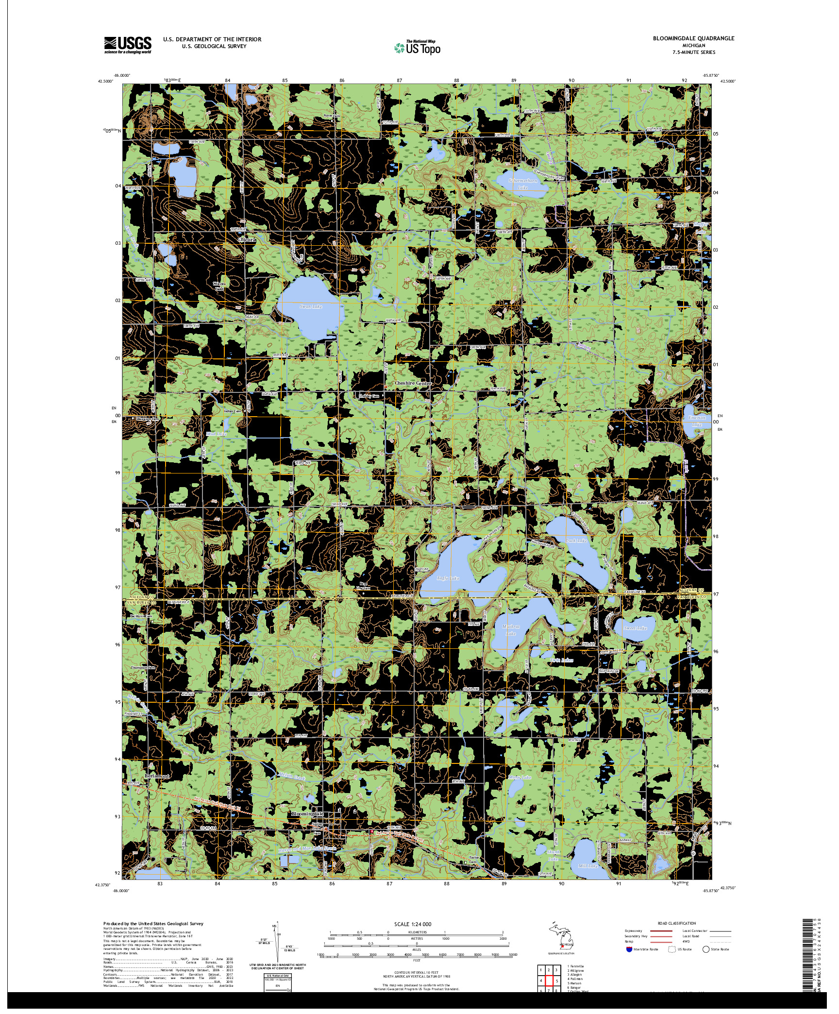 US TOPO 7.5-MINUTE MAP FOR BLOOMINGDALE, MI