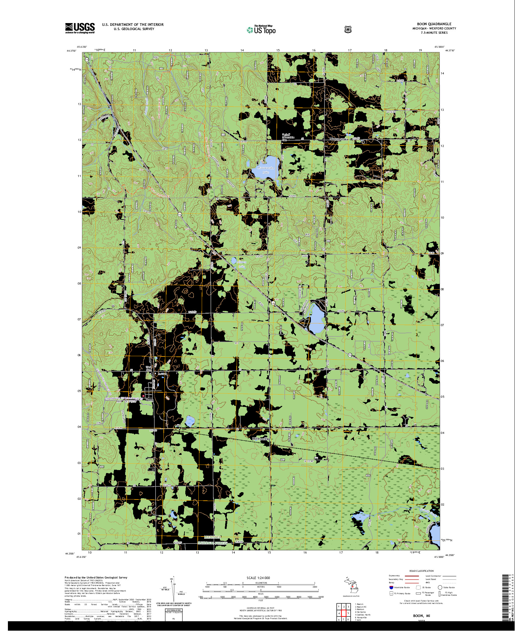 US TOPO 7.5-MINUTE MAP FOR BOON, MI